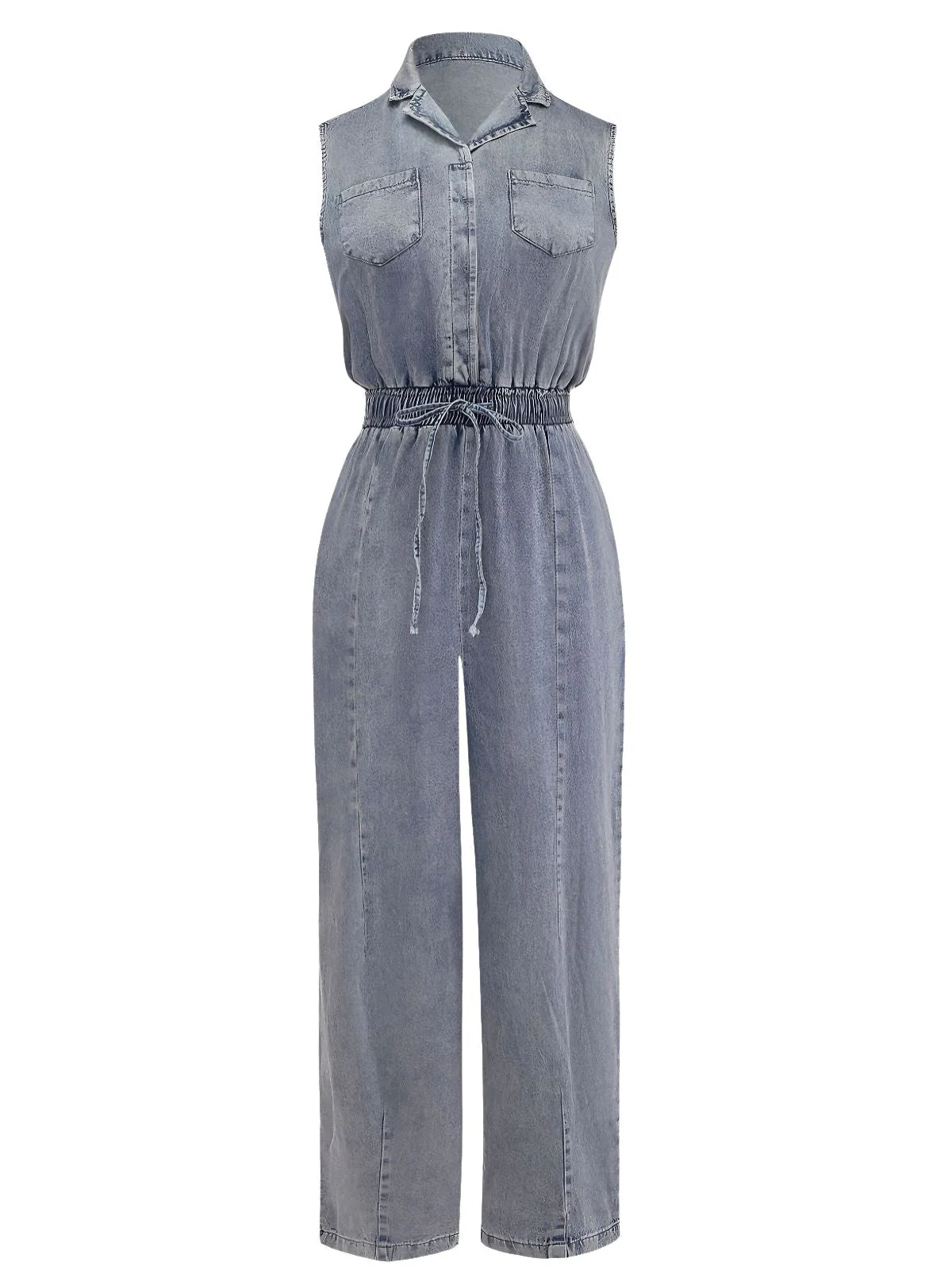 Blue 1970s Western Denim Belted Jumpsuit - Image 2