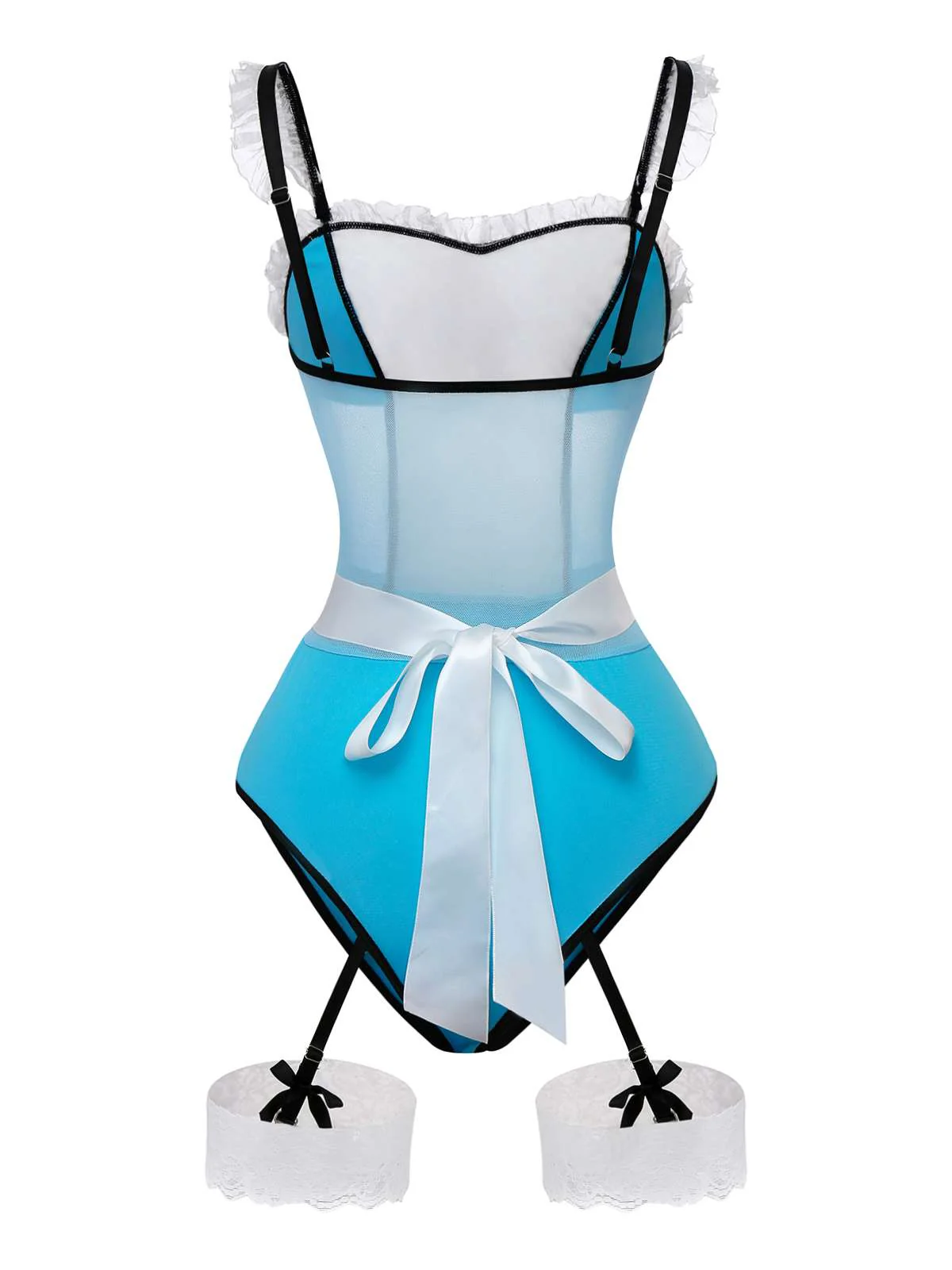 Blue 1980s Lace French Maid Costume Sleepwear - Image 2