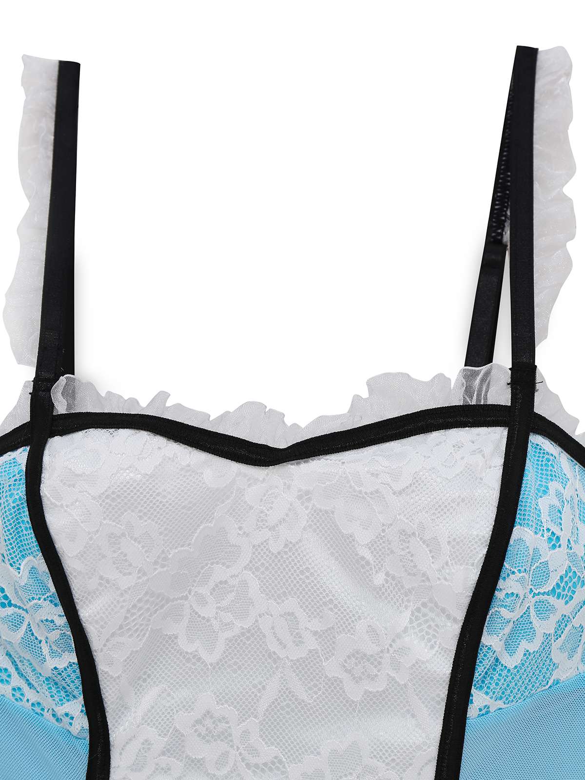 Blue 1980s Lace French Maid Costume Sleepwear - Image 4
