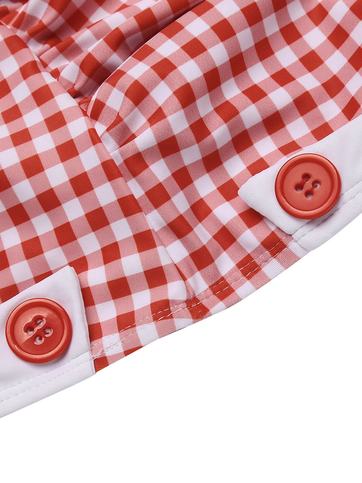 Gingham 1950s Halter Bowknot One-piece Swimsuit - Image 10