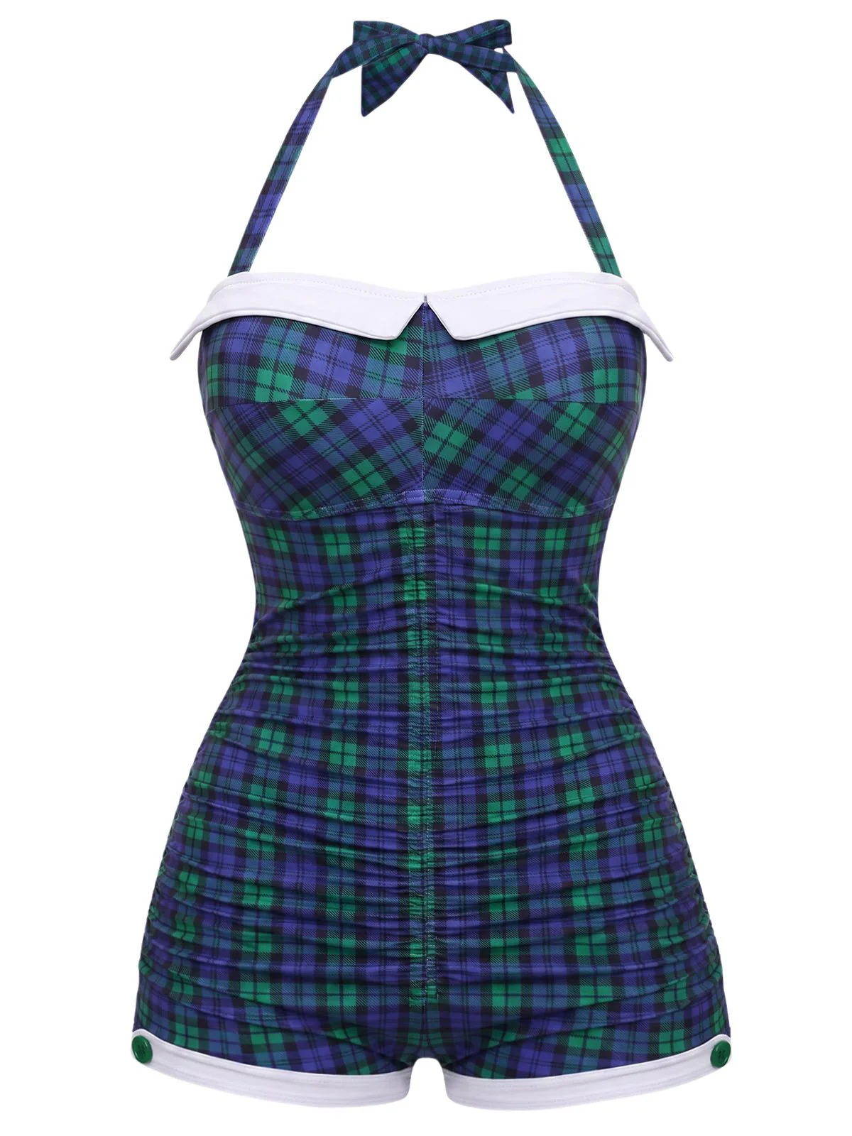 Gingham 1950s Halter Bowknot One-piece Swimsuit - Image 24