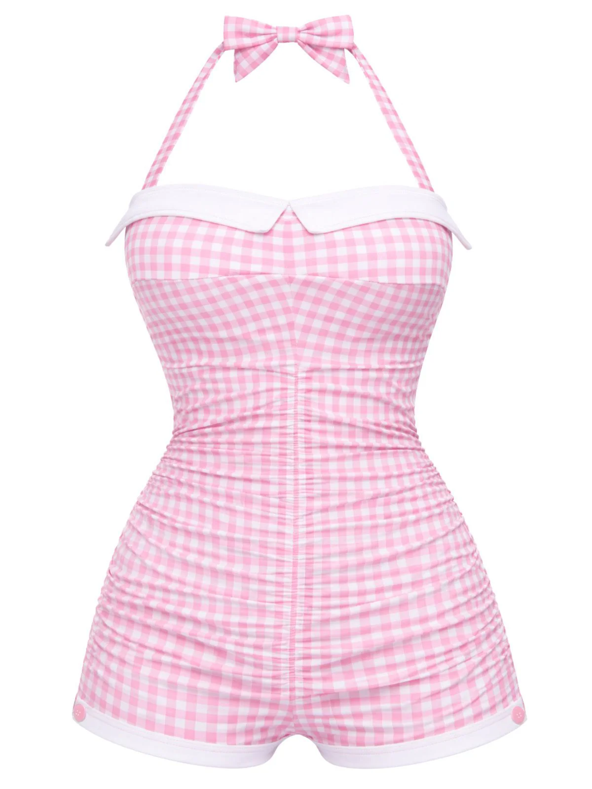 Gingham 1950s Halter Bowknot One-piece Swimsuit - Image 23