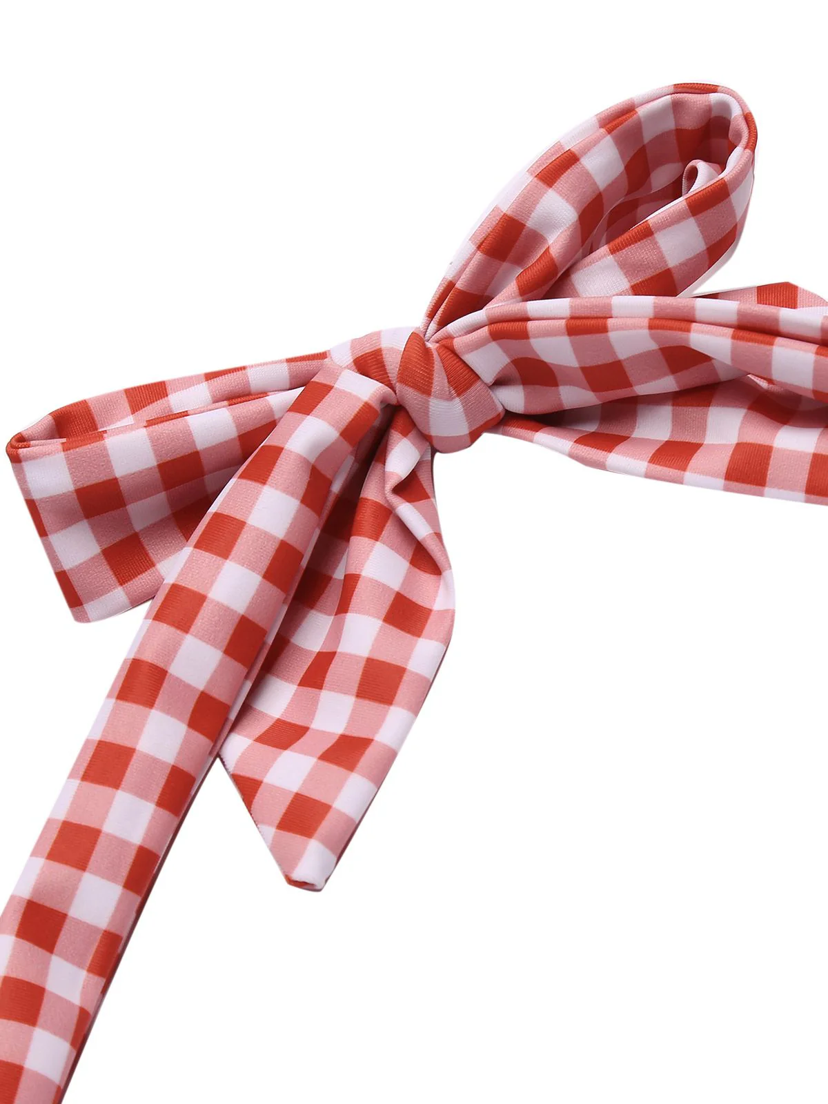 Gingham 1950s Halter Bowknot One-piece Swimsuit - Image 6