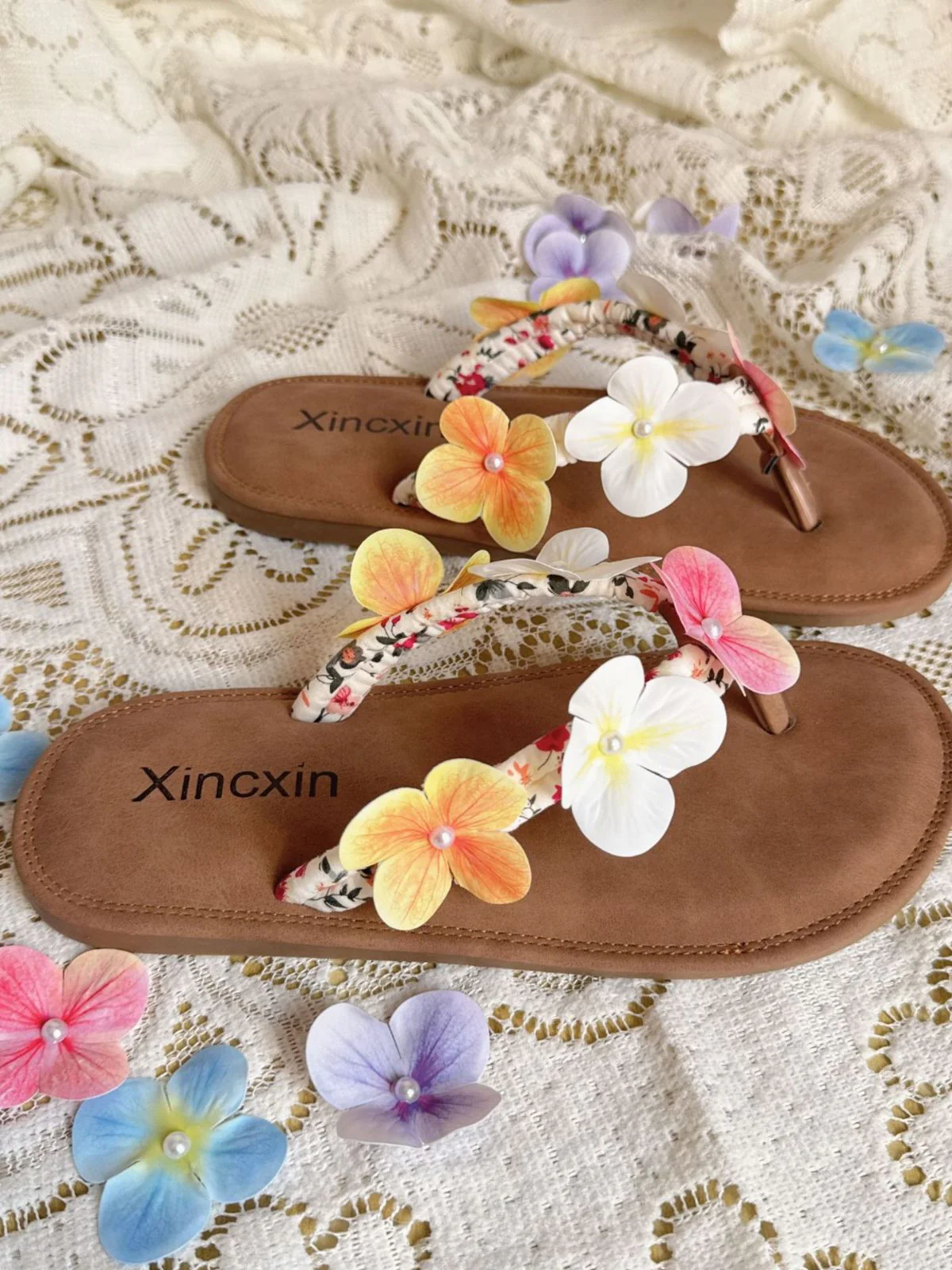 Bohemian Floral Pearl Flip Flops - Image 2