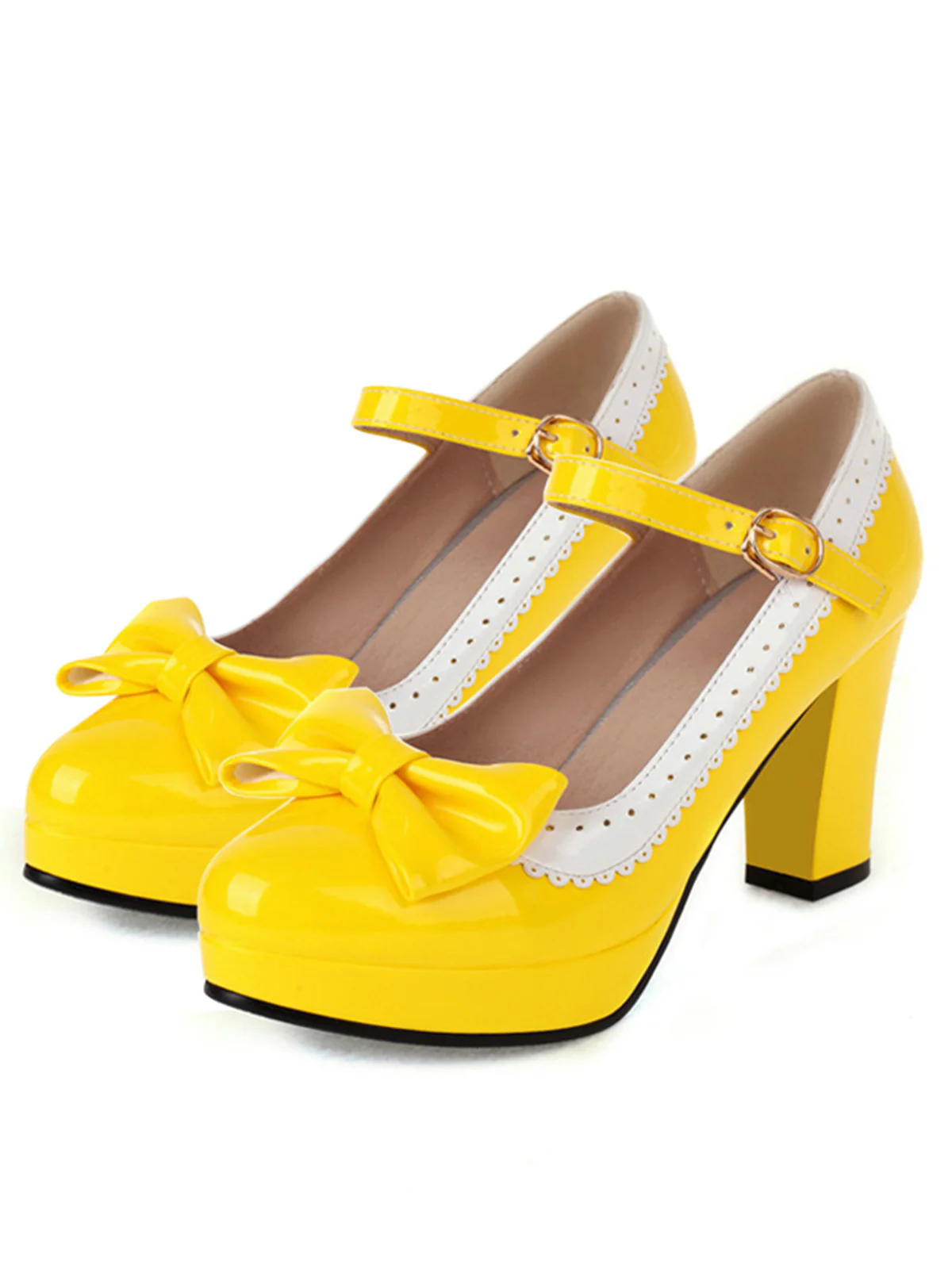 Bowknot Chunky Heels Mary Jane Shoes - Image 2