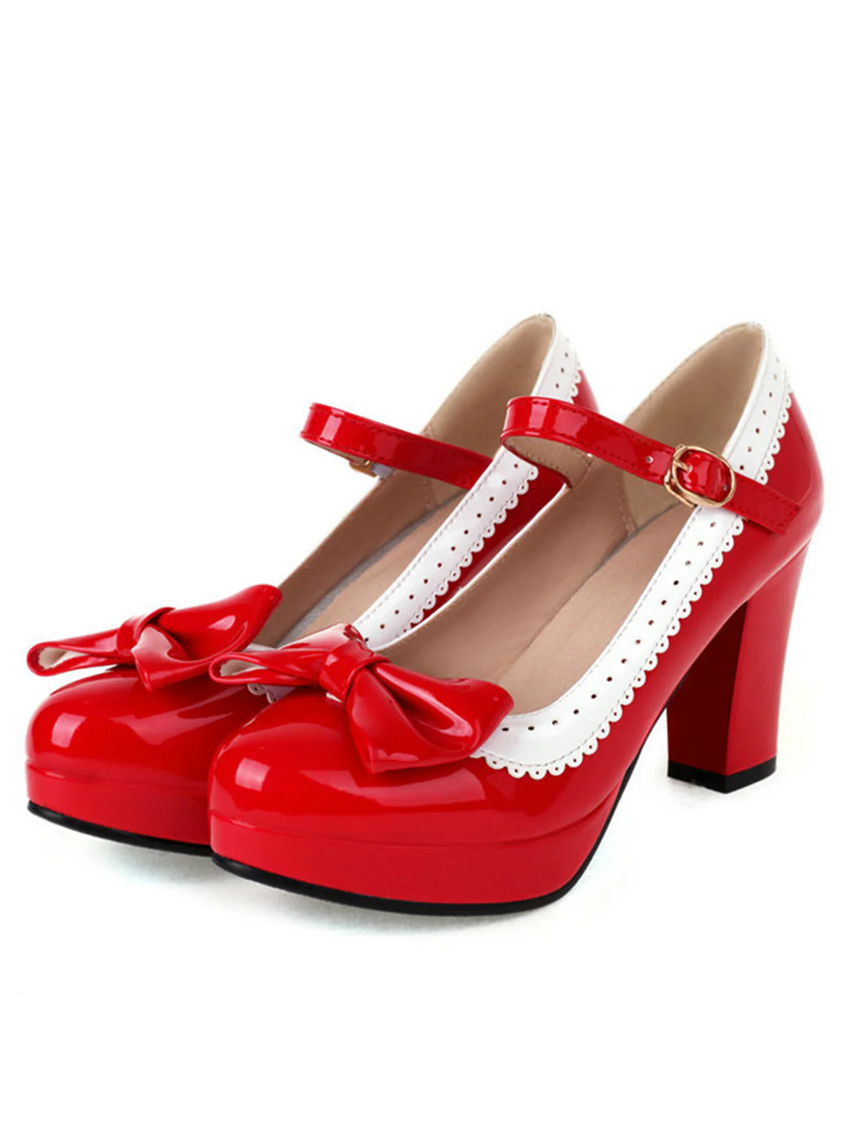 Bowknot Chunky Heels Mary Jane Shoes - Image 3