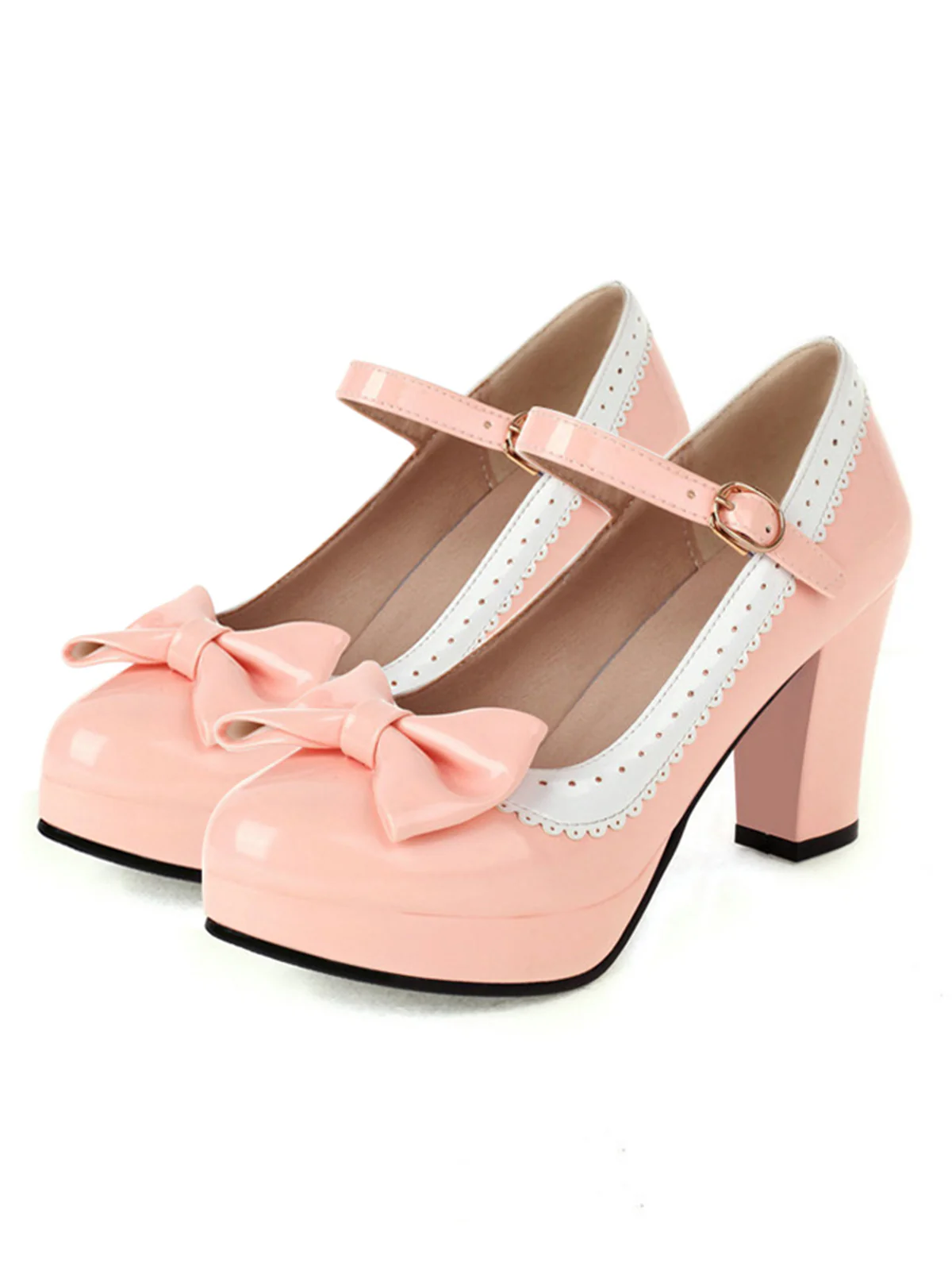 Bowknot Chunky Heels Mary Jane Shoes - Image 6