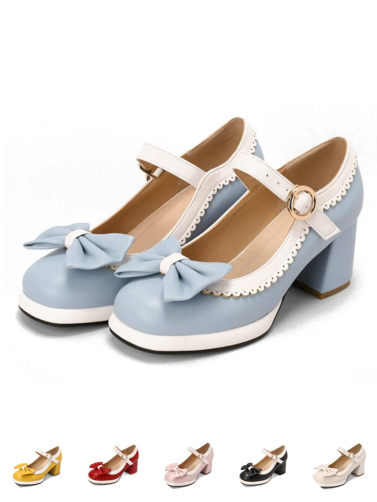 Bowknot Chunky Heels Mary Jane Shoes