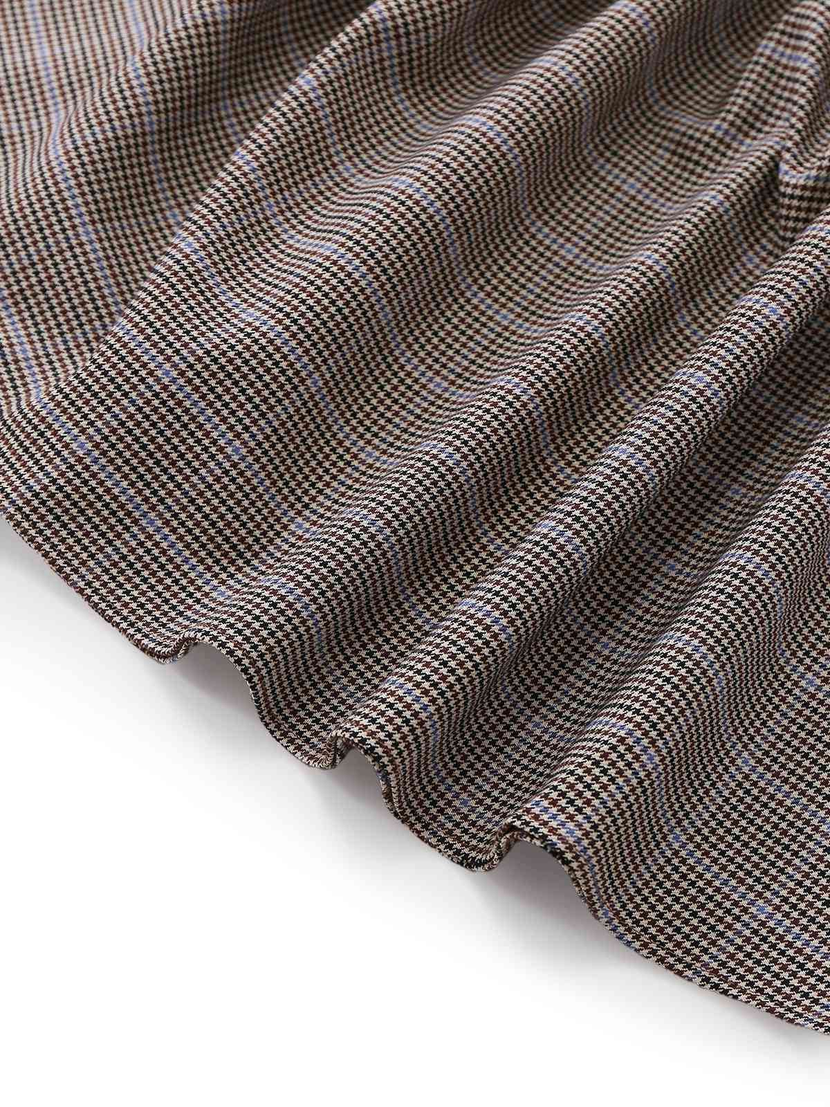 Brown 1950s Bow Houndstooth Pleated Dress - Image 9