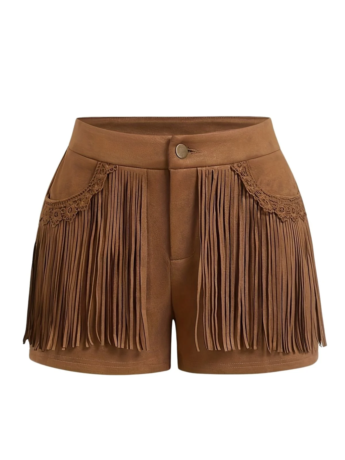Brown 1960s Vintage Suedette Fringe Shorts
