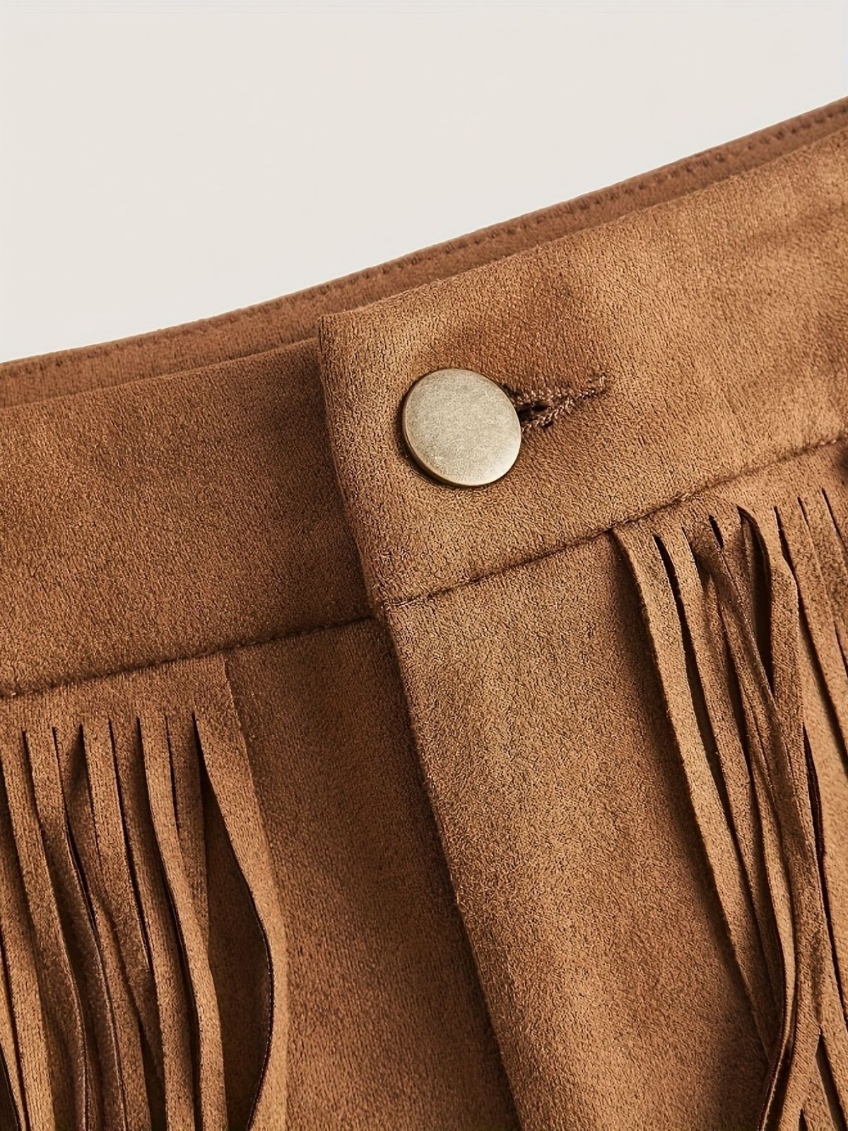 Brown 1960s Vintage Suedette Fringe Shorts - Image 3