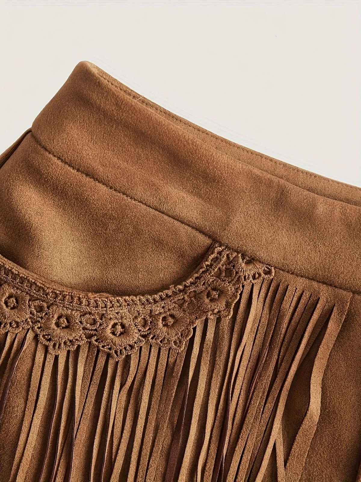 Brown 1960s Vintage Suedette Fringe Shorts - Image 4