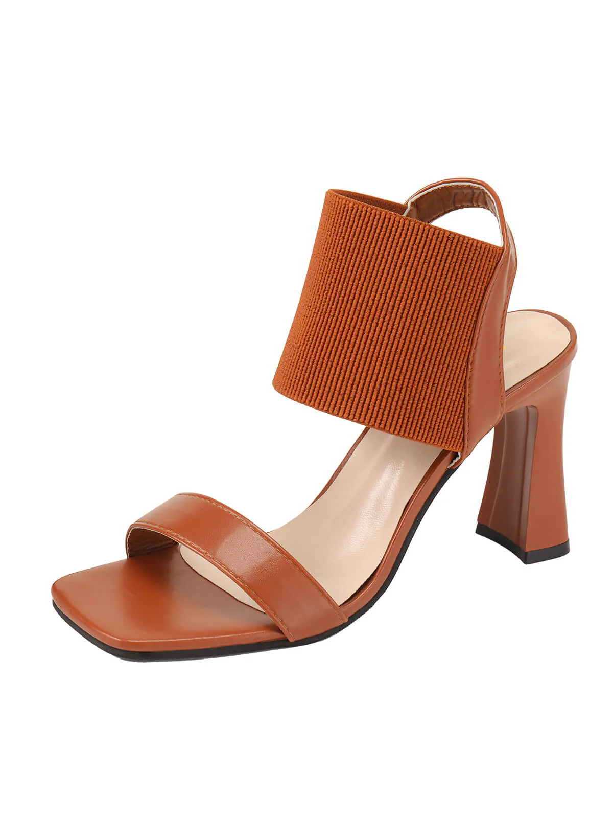 Brown Elastic Strap High Heel Sandals - Image 3