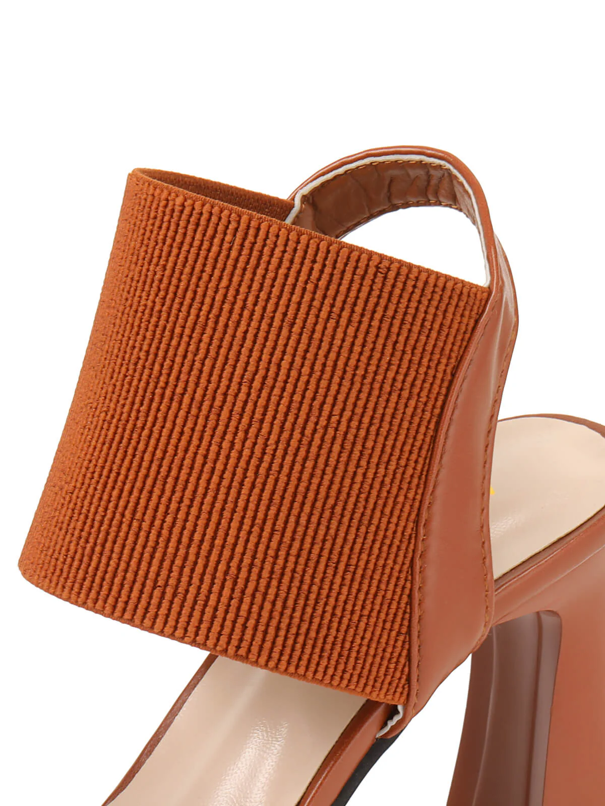 Brown Elastic Strap High Heel Sandals - Image 5