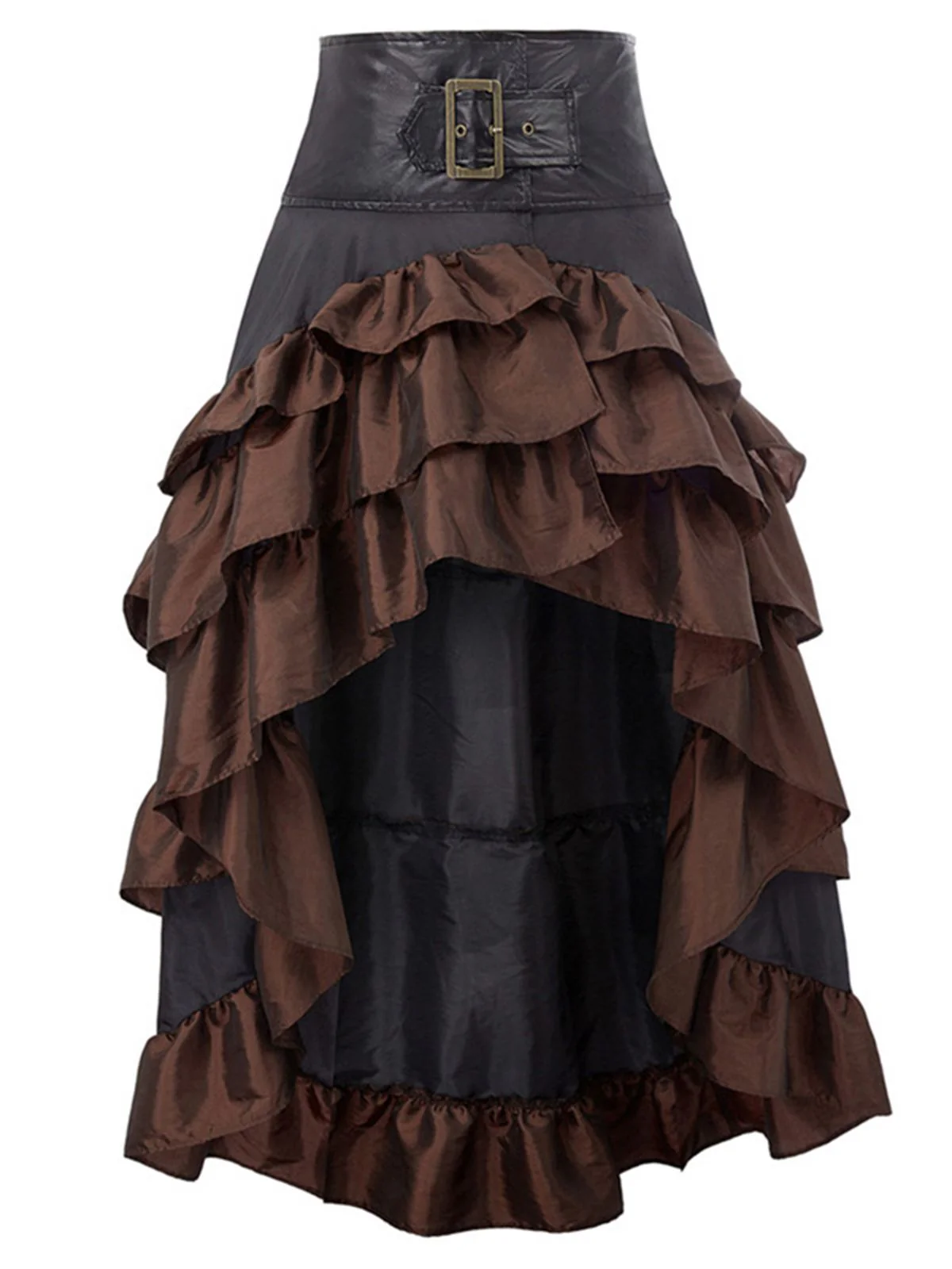 Red Ruffle Patchwork Irregular Skirt - Image 5