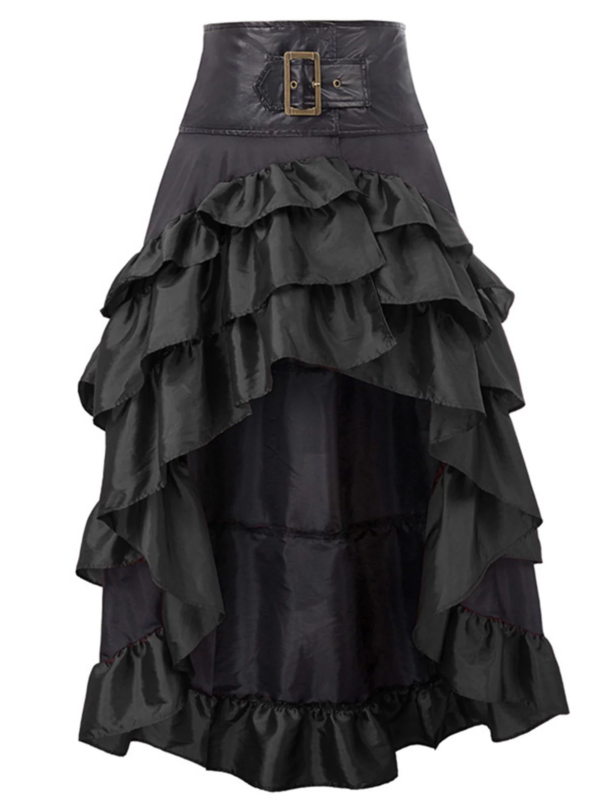 Red Ruffle Patchwork Irregular Skirt - Image 3