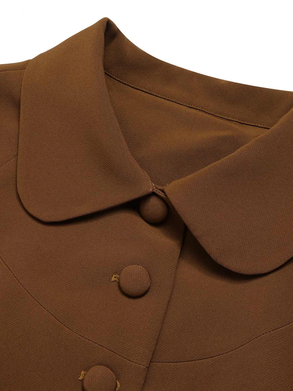 Camel Color 1940s Lapel Cape Coat - Image 10