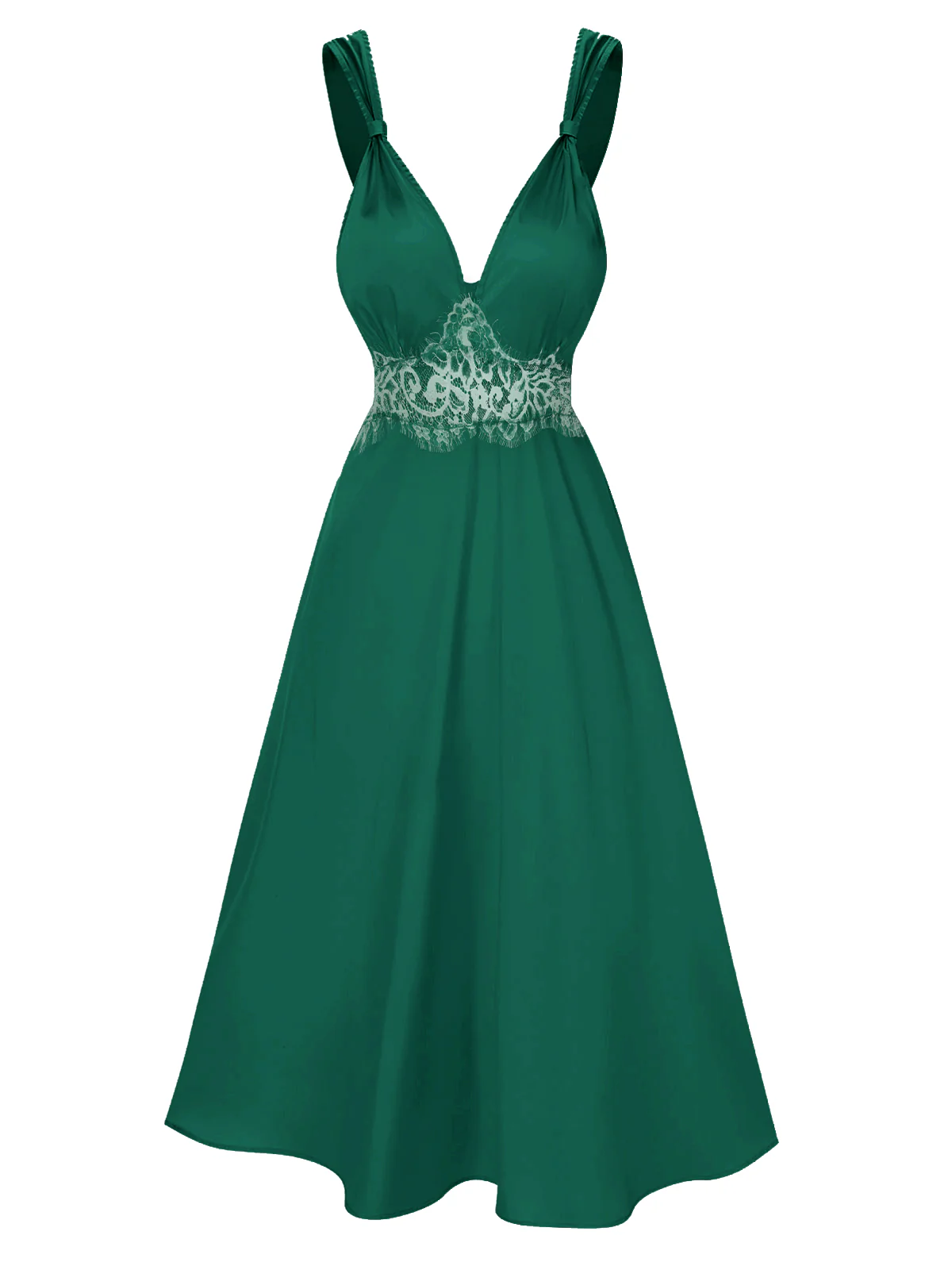 Champagne 1930s Solid Lace Satin Nightgown - Image 10