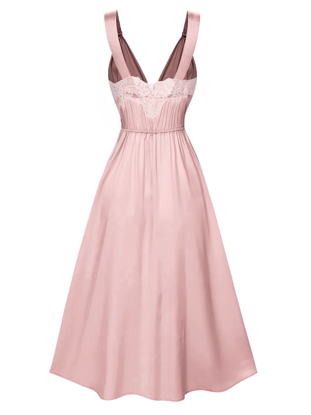 Champagne 1930s Solid Lace Satin Nightgown - Image 14