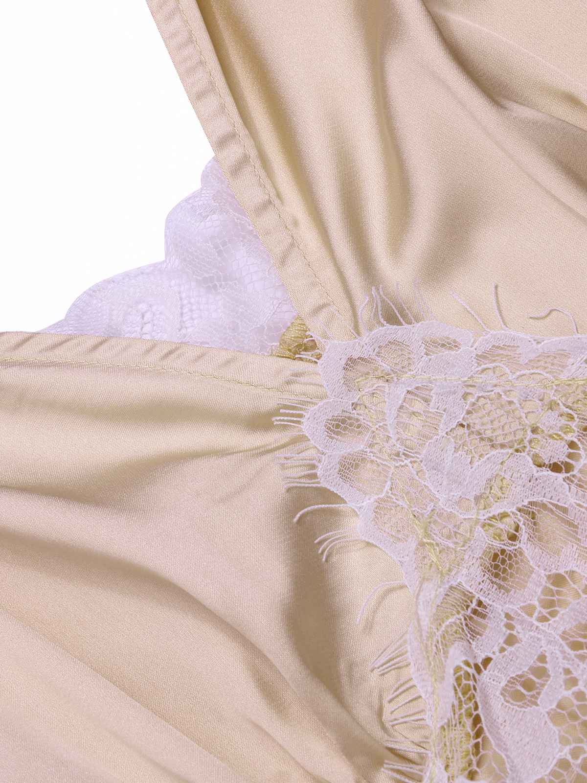 Champagne 1930s Solid Lace Satin Nightgown - Image 5