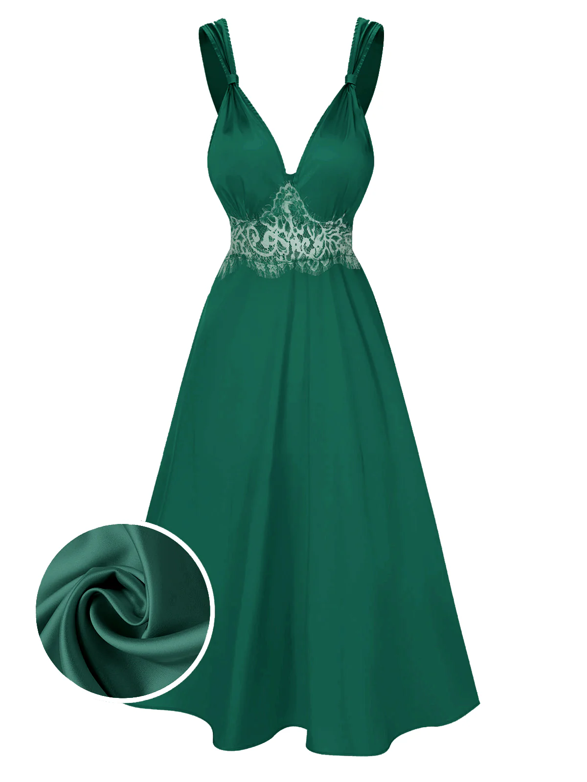 Champagne 1930s Solid Lace Satin Nightgown - Image 8