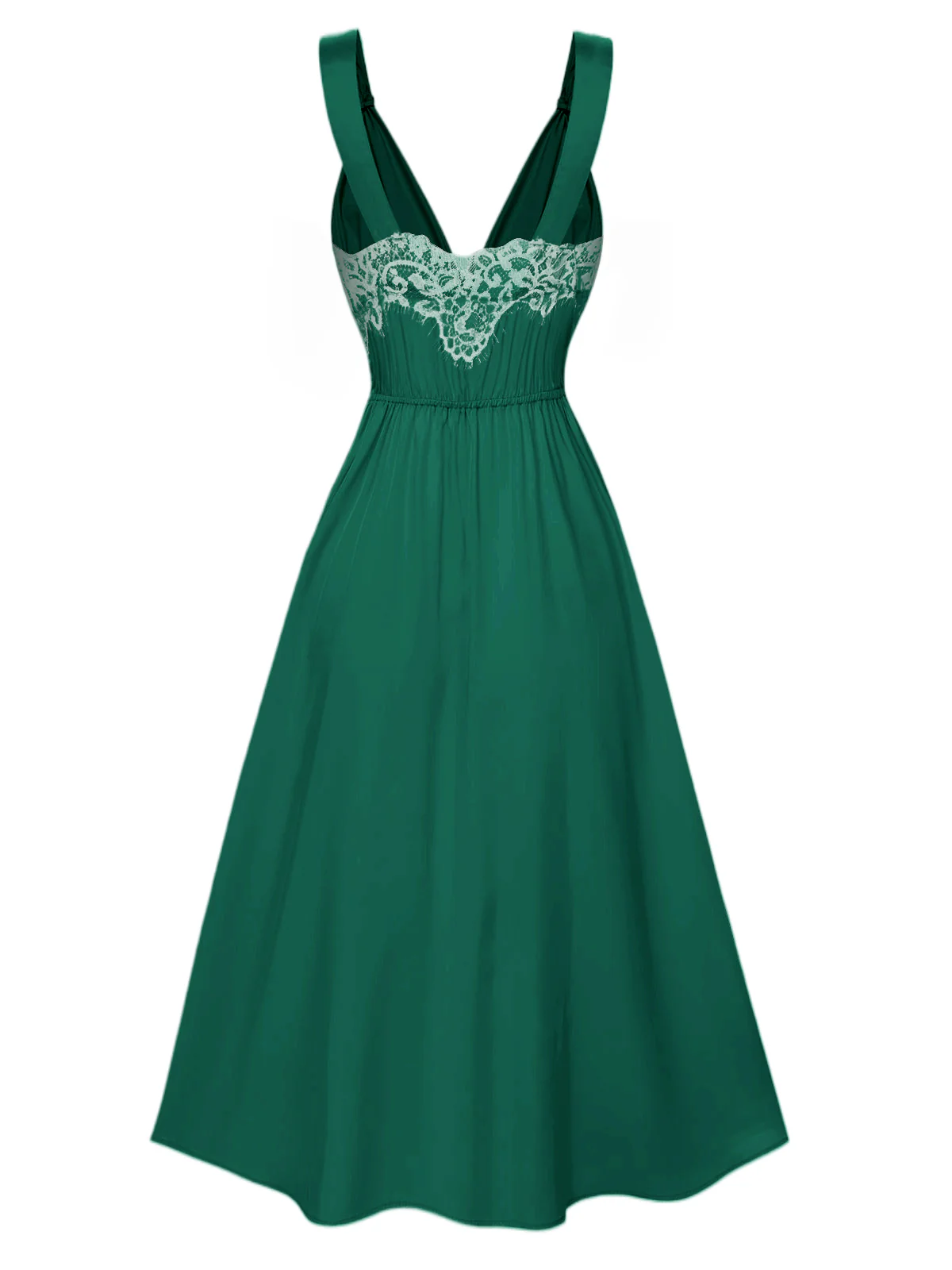 Champagne 1930s Solid Lace Satin Nightgown - Image 9
