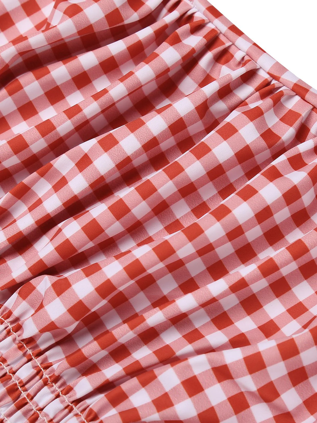 Gingham 1950s Halter Bowknot One-piece Swimsuit - Image 11