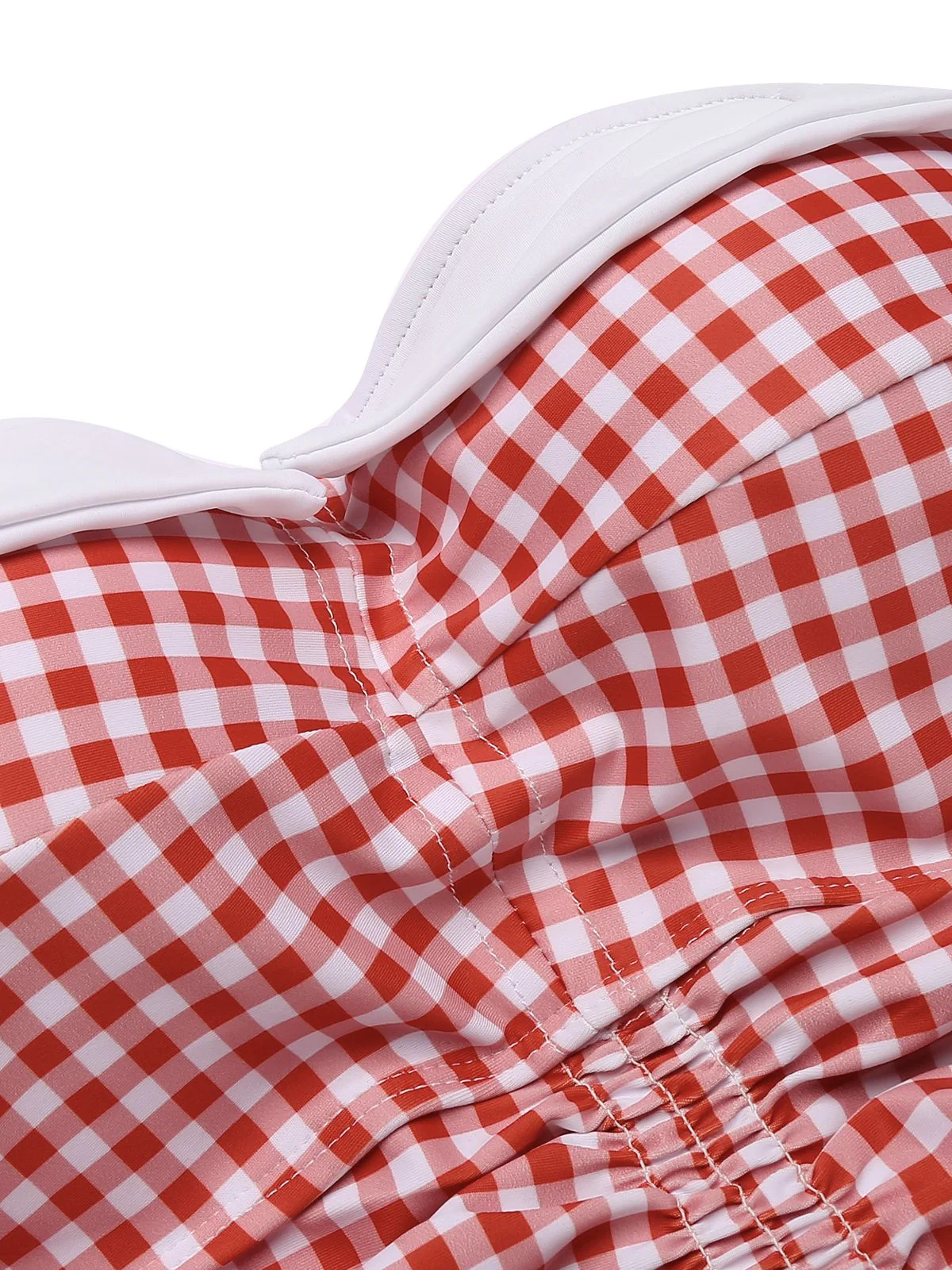 Gingham 1950s Halter Bowknot One-piece Swimsuit - Image 8