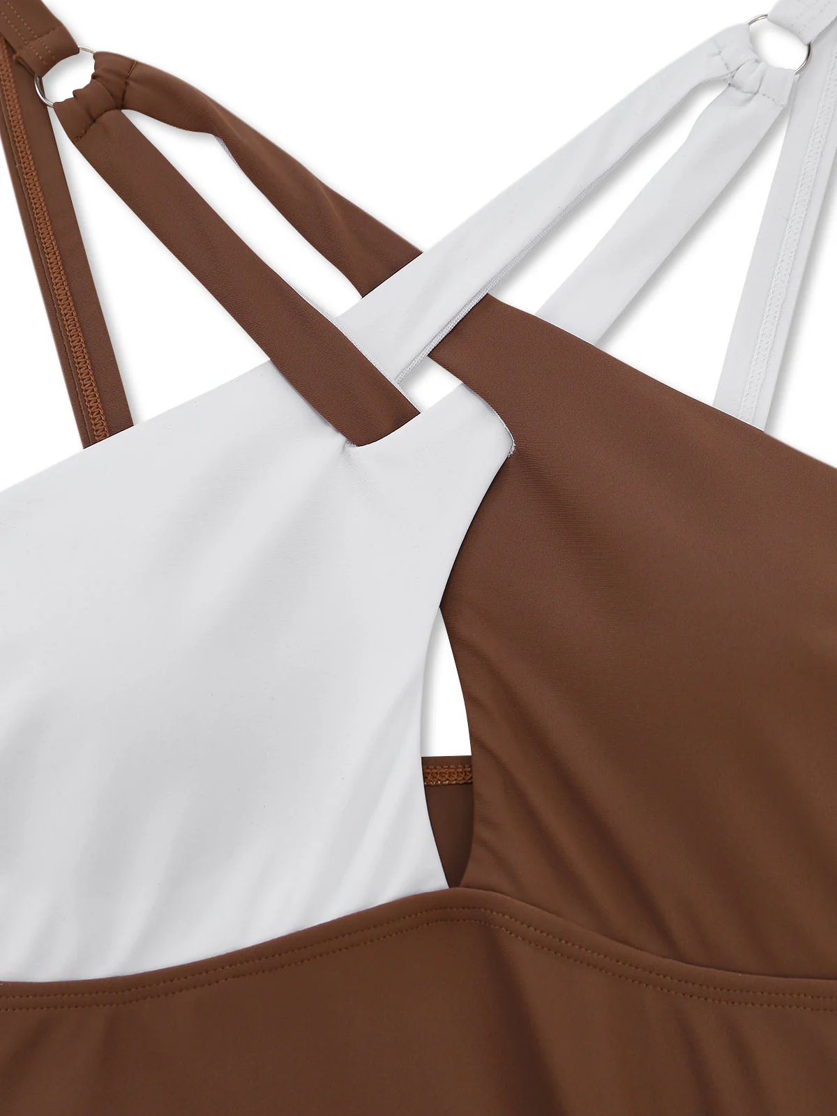 Coffee 1960s Crisscross Halter One Piece Swimsuit - Image 5
