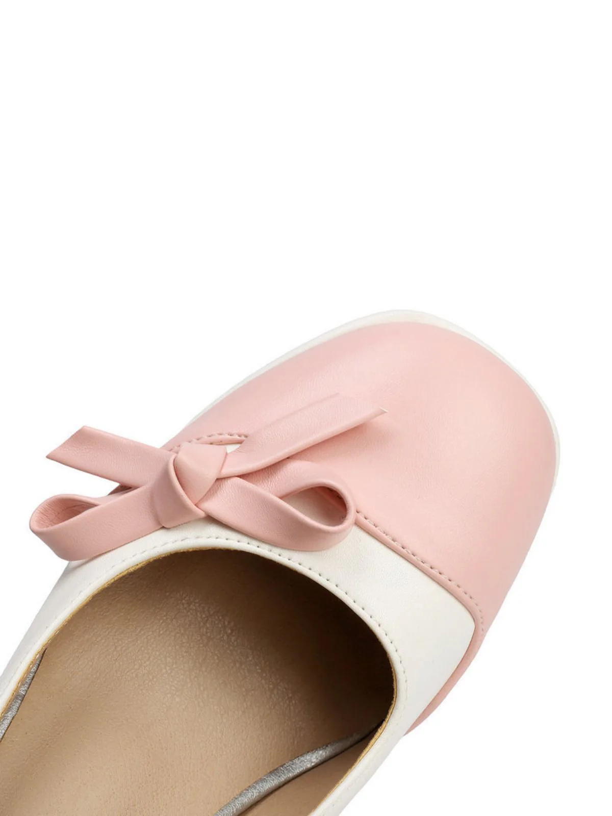 Colorblock Pearls Ankle Strap Bow Chunky-Heel Shoes - Image 5
