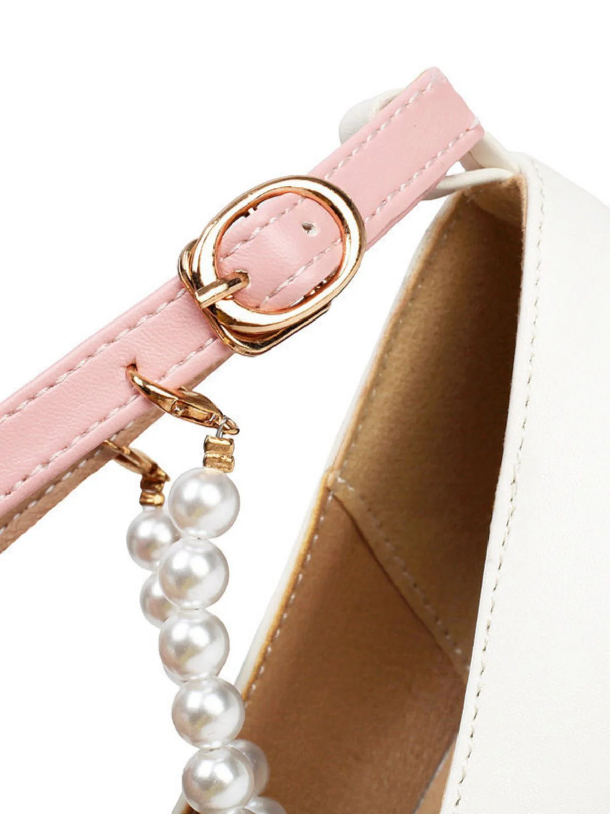 Colorblock Pearls Ankle Strap Bow Chunky-Heel Shoes - Image 6