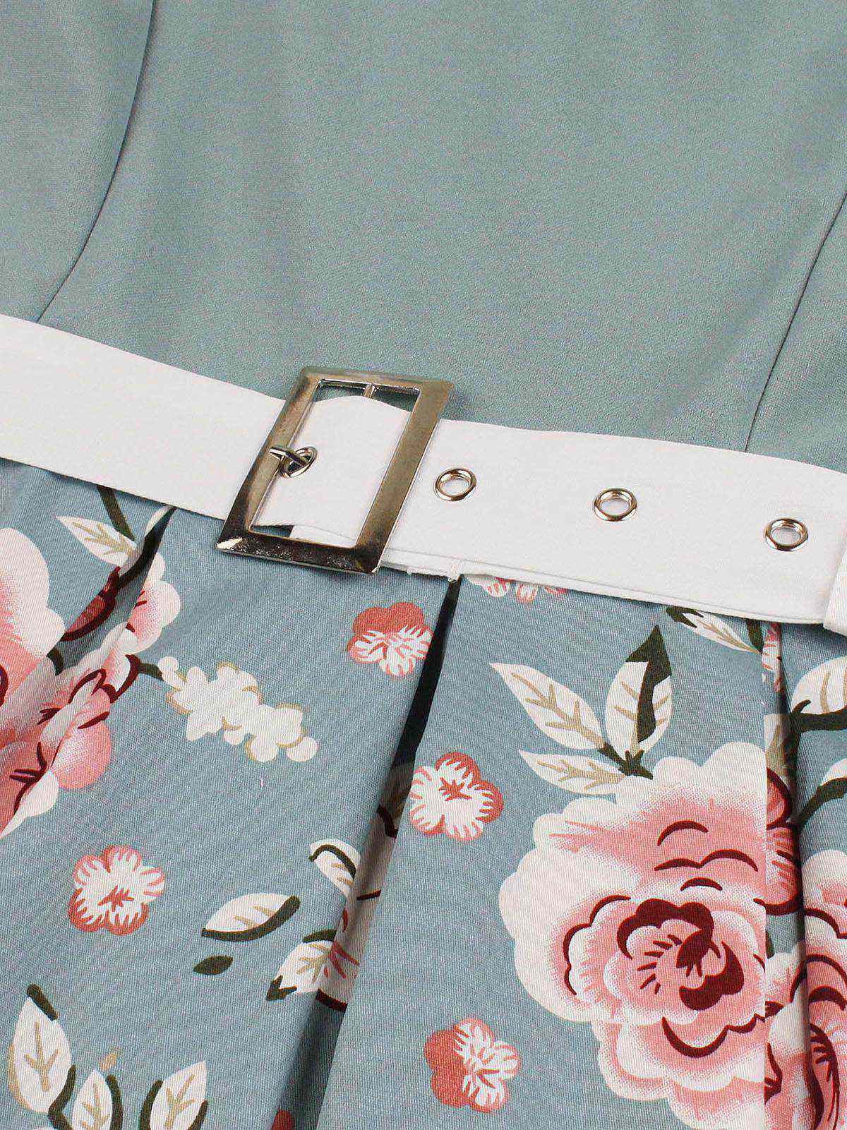1950s Floral Patchwork Swing Dress - Image 8