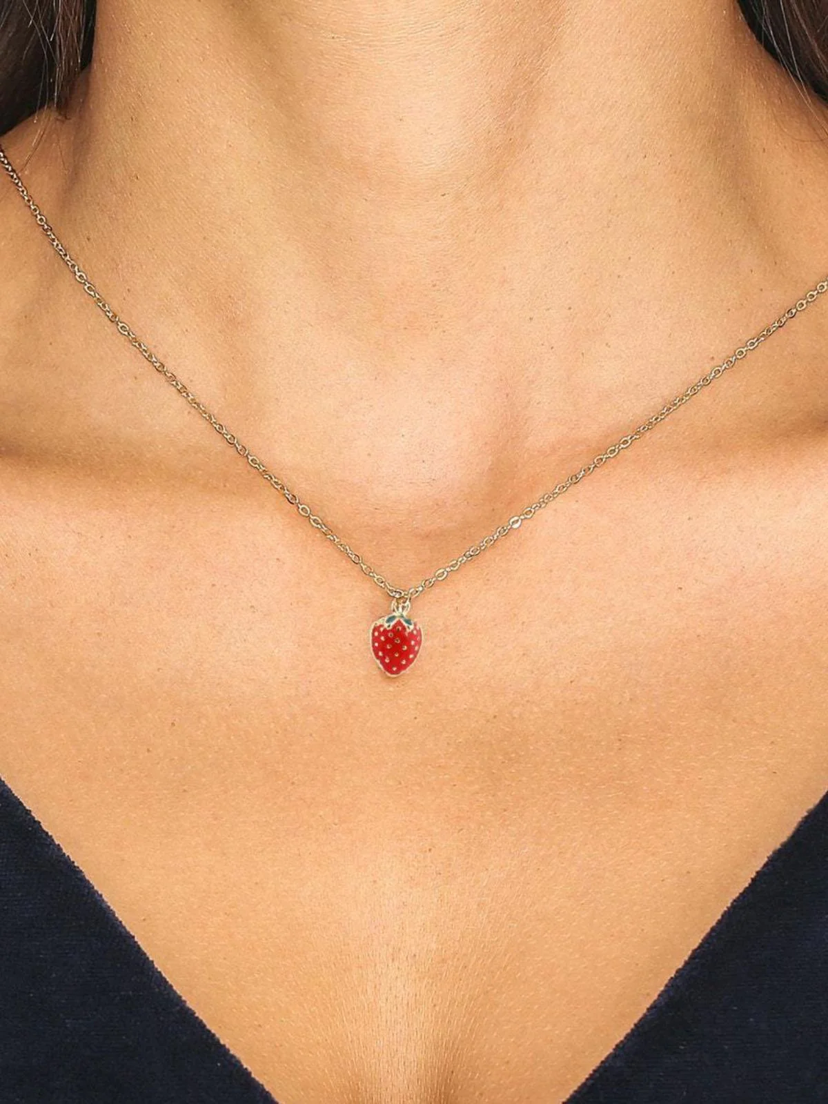Cute Strawberry Pendant Necklace - Image 2