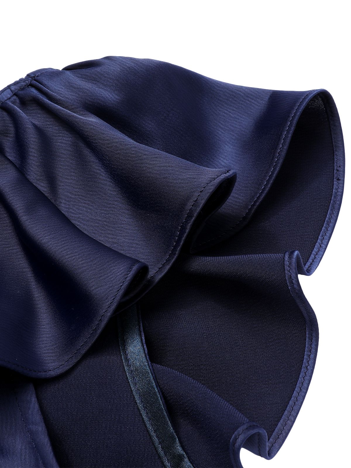 Dark Blue 1930s Flounce Sleeve Cowl Neck Trumpet Dress - Image 5