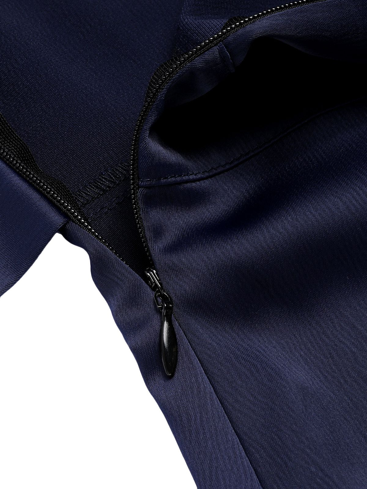 Dark Blue 1930s Flounce Sleeve Cowl Neck Trumpet Dress - Image 6
