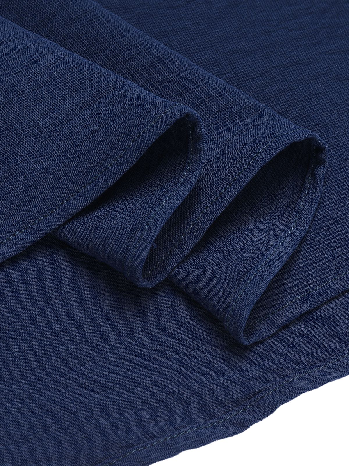 Dark Blue 1930s Square Neck Button Puff Dress - Image 7