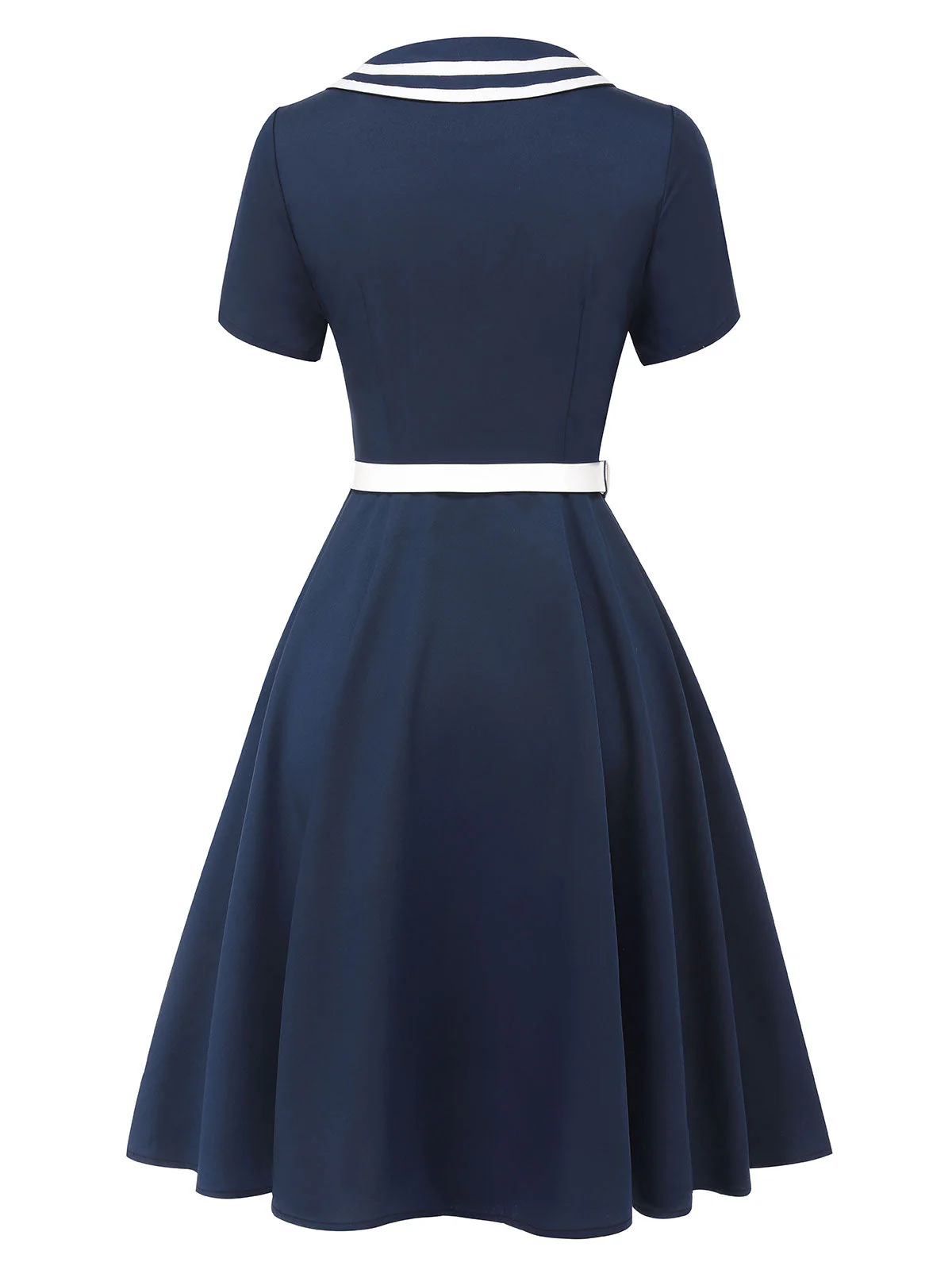Dark Blue 1950s Sailor Style Double Breasted Dress - Image 5