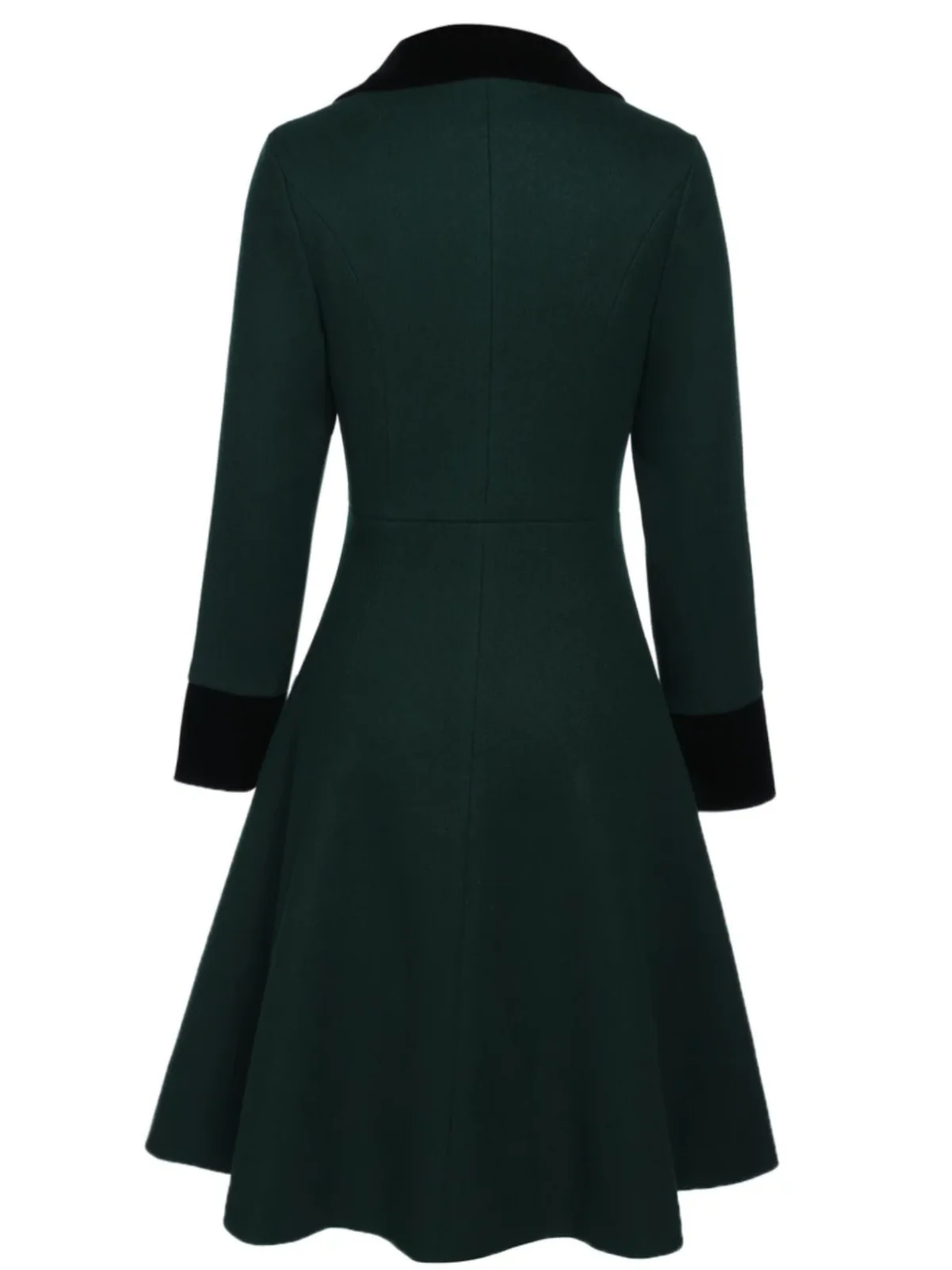 Dark Green 1940s Solid Button Coat - Image 4