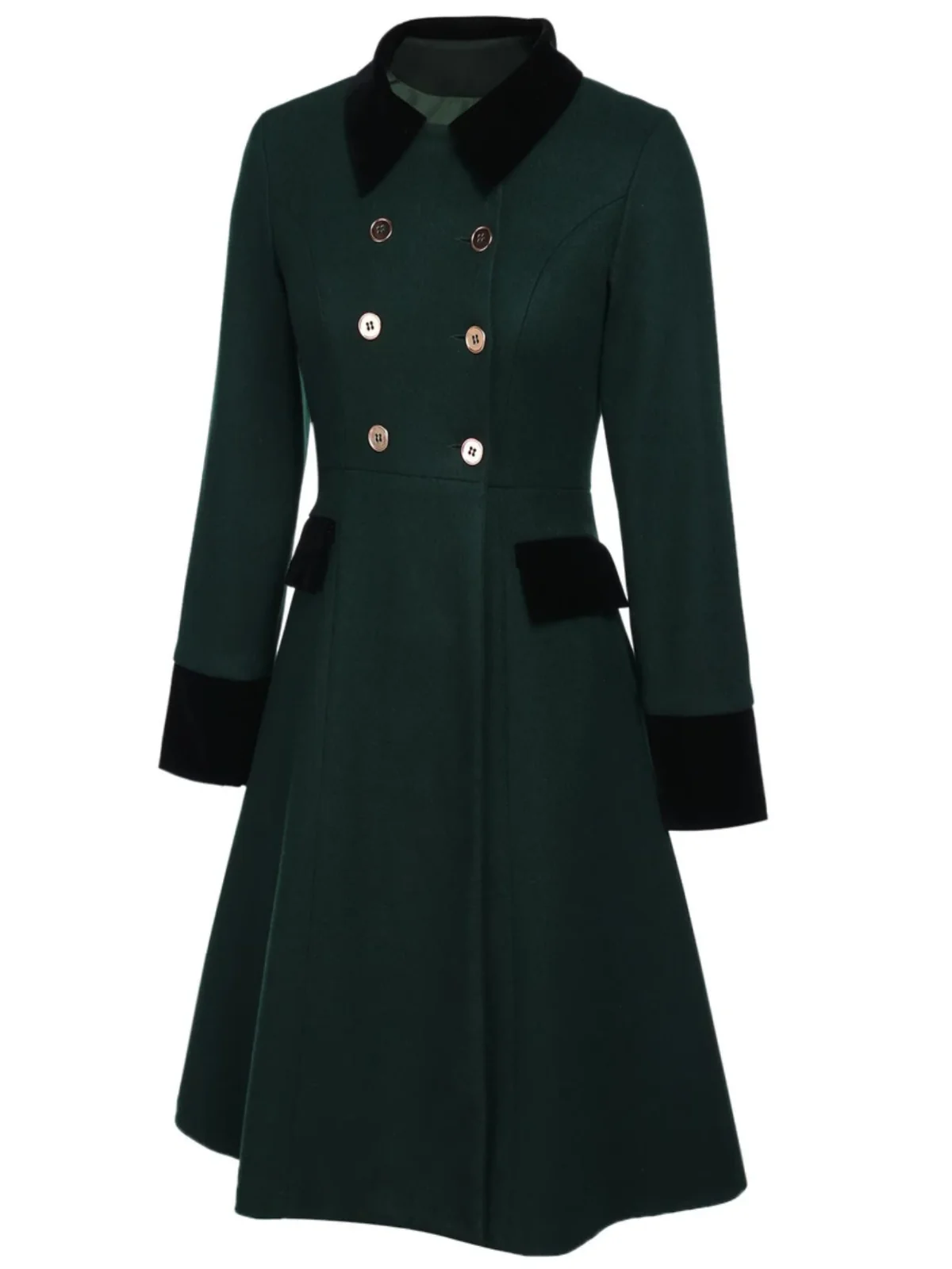 Dark Green 1940s Solid Button Coat - Image 10