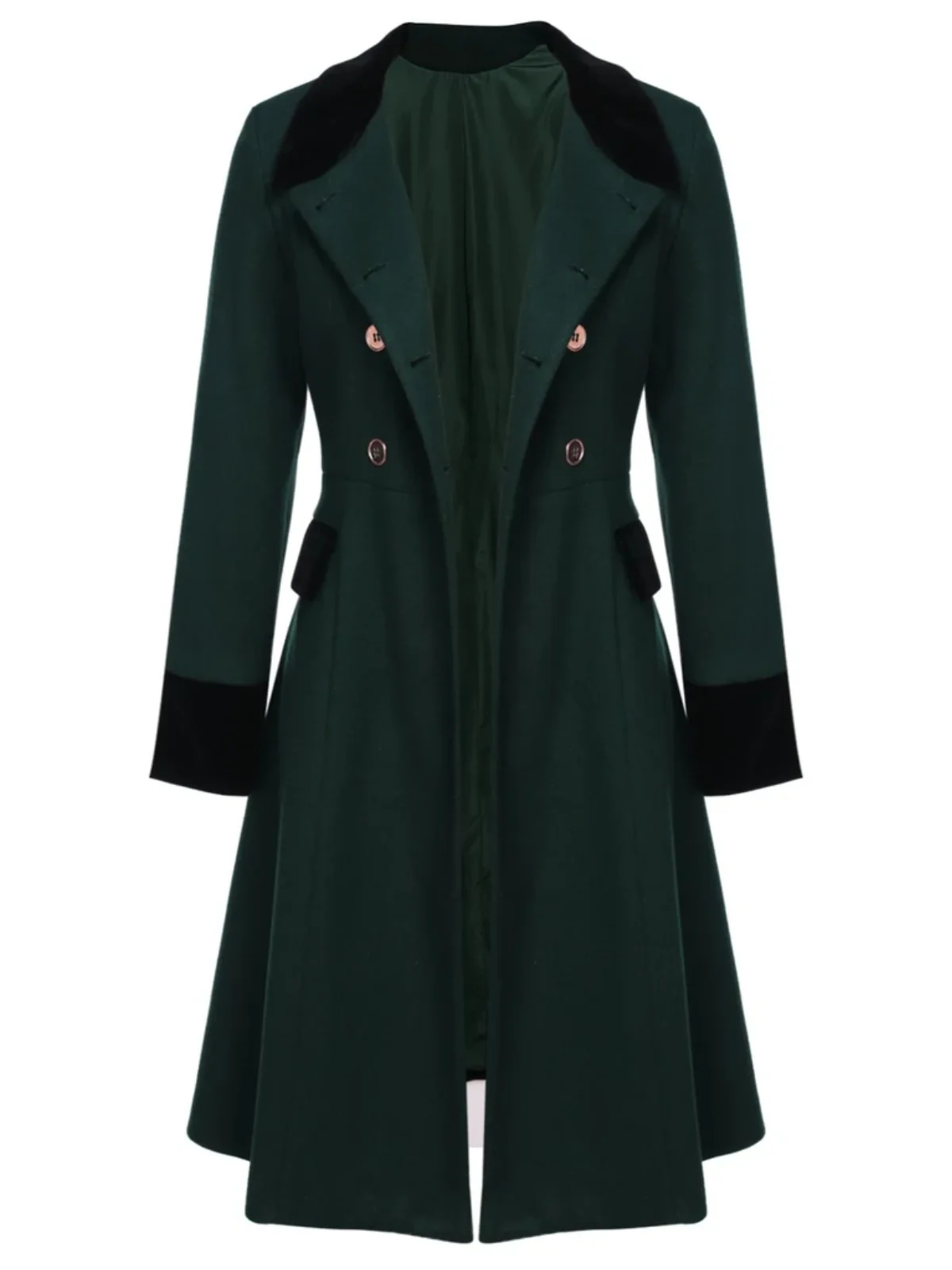 Dark Green 1940s Solid Button Coat - Image 13