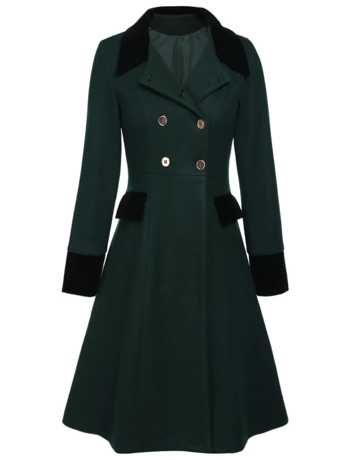 Dark Green 1940s Solid Button Coat - Image 7