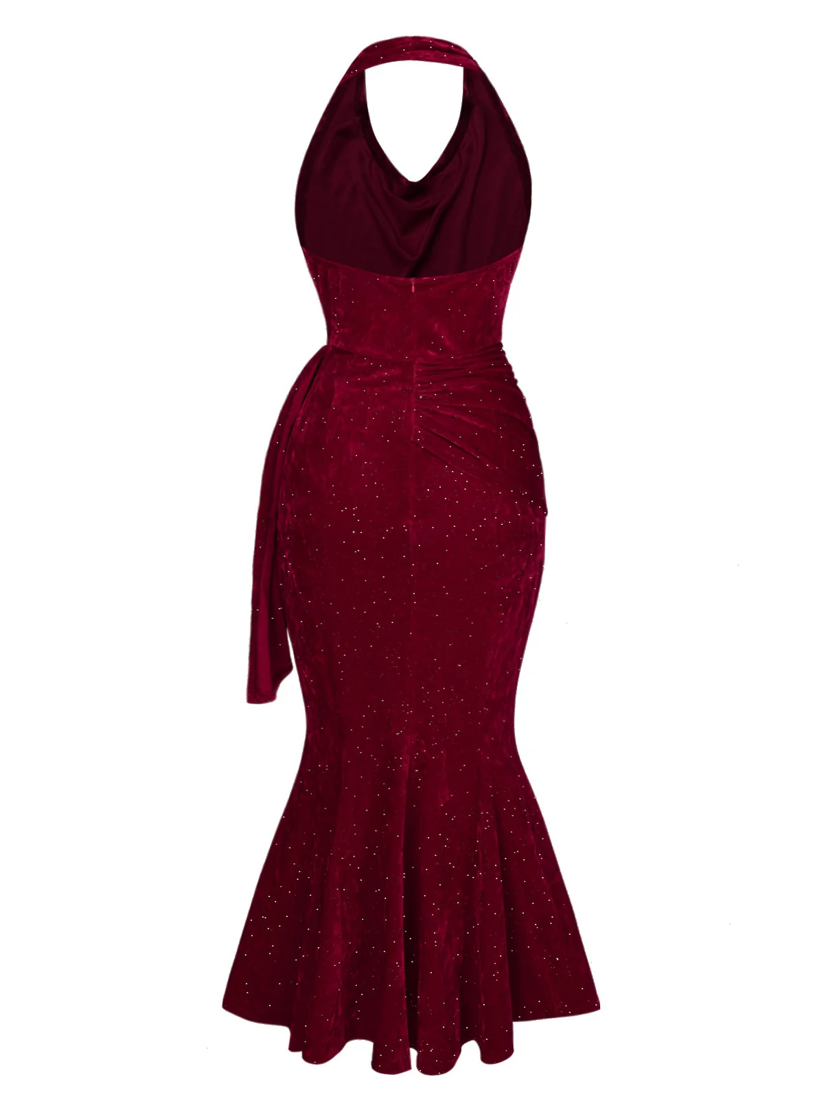 Deep Red 1930s Glitter Cowl Neck Mermaid Dress - Image 5