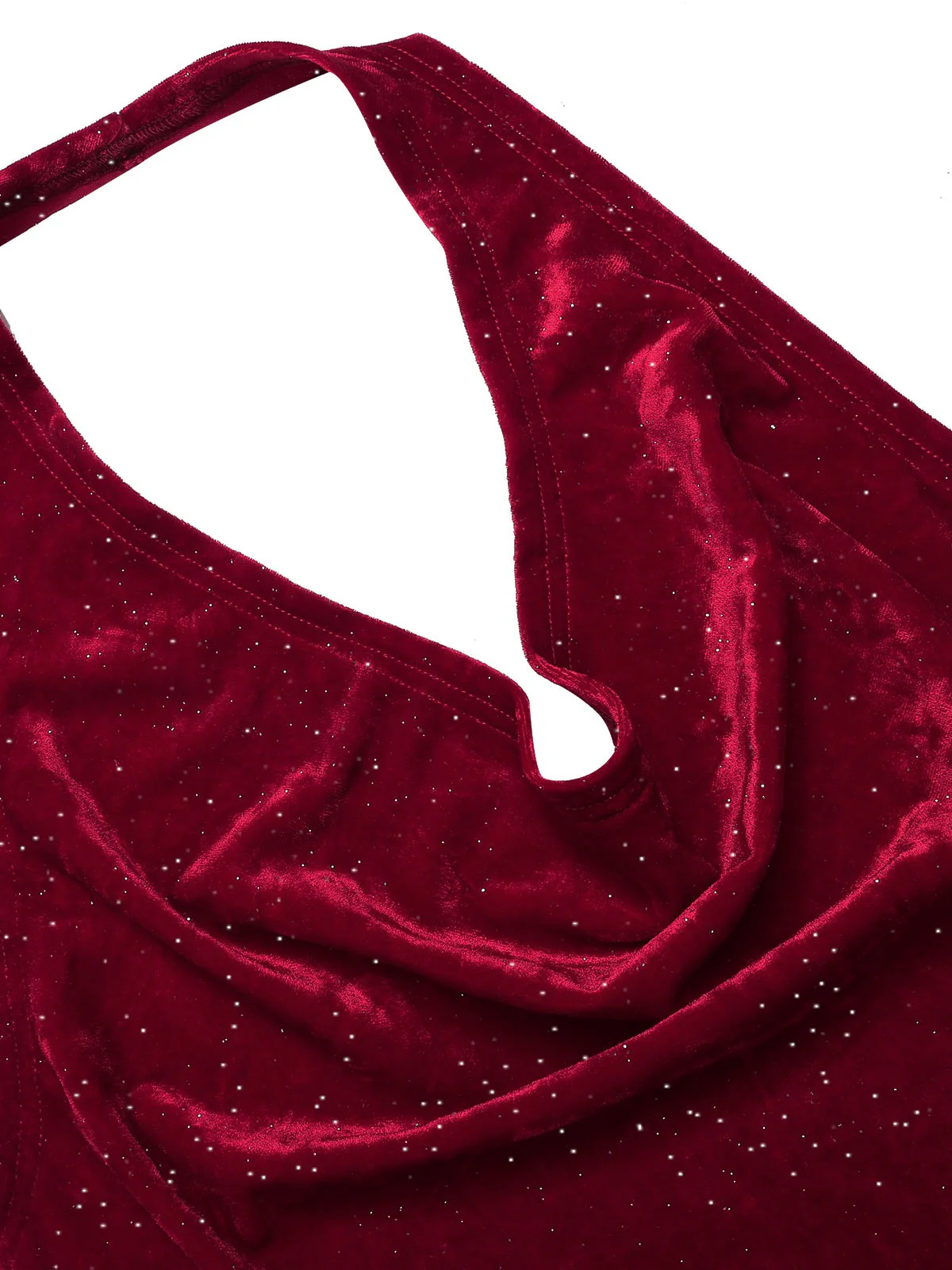 Deep Red 1930s Glitter Cowl Neck Mermaid Dress - Image 7