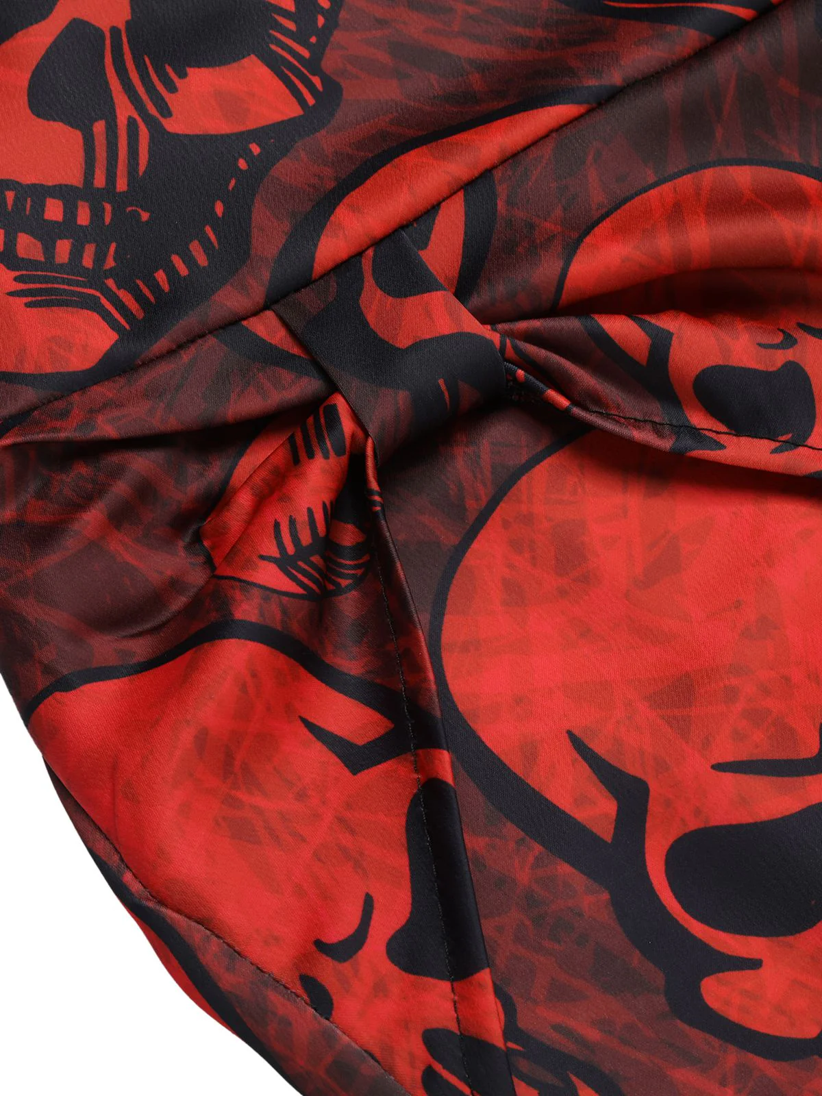 Deep Red 1960s Halloween Skull Halter Dress - Image 6