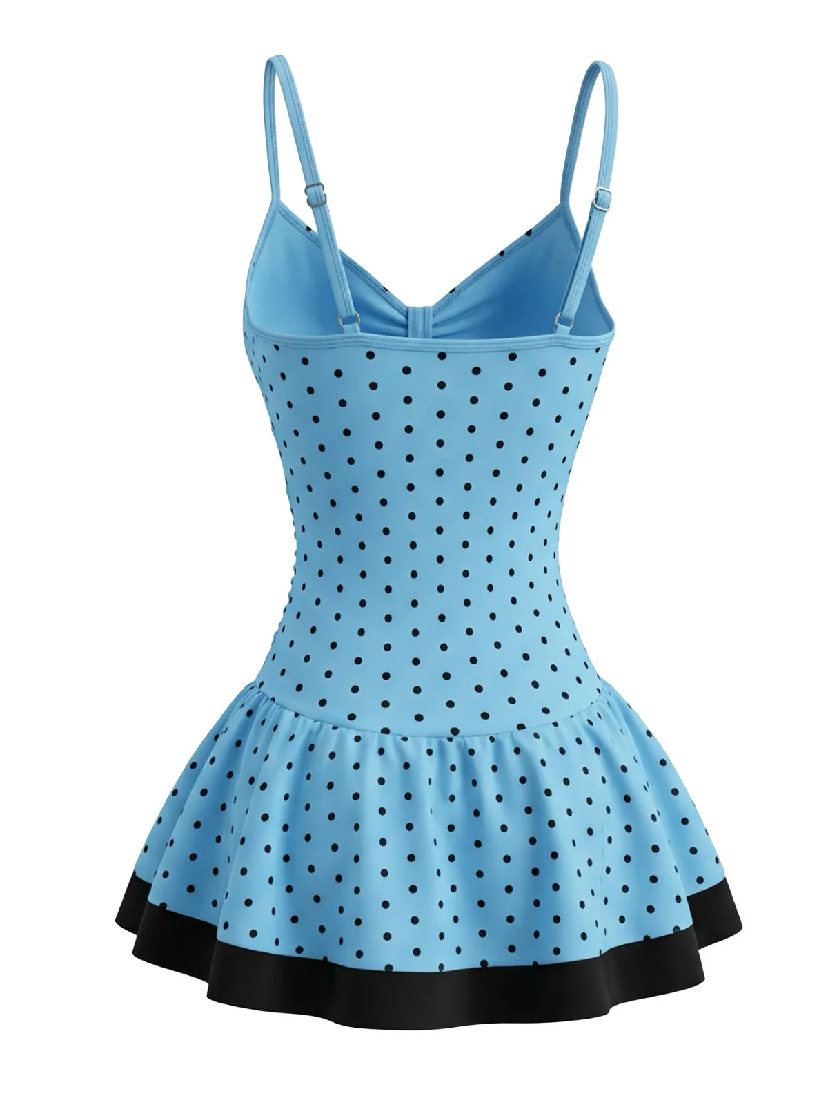 Deep Sky Blue 1950s Polka Dot Swimdress - Image 2