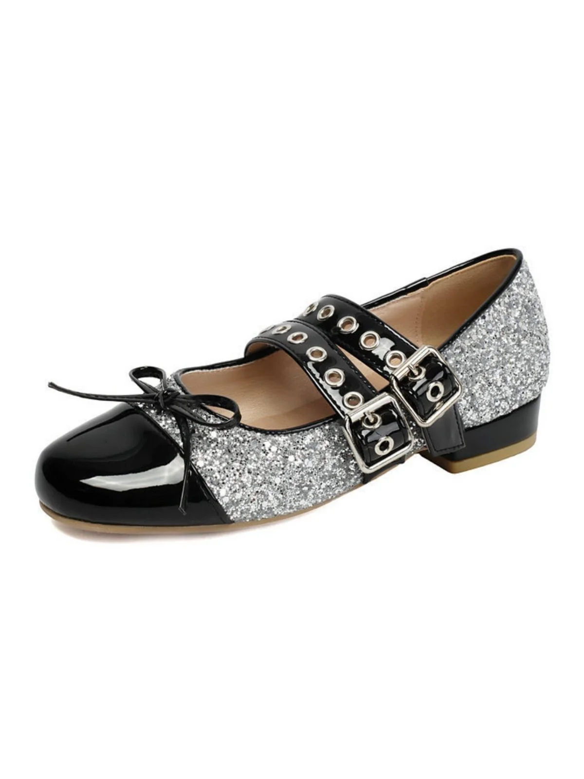 Glitter Buckle Details Mary Jane Heels