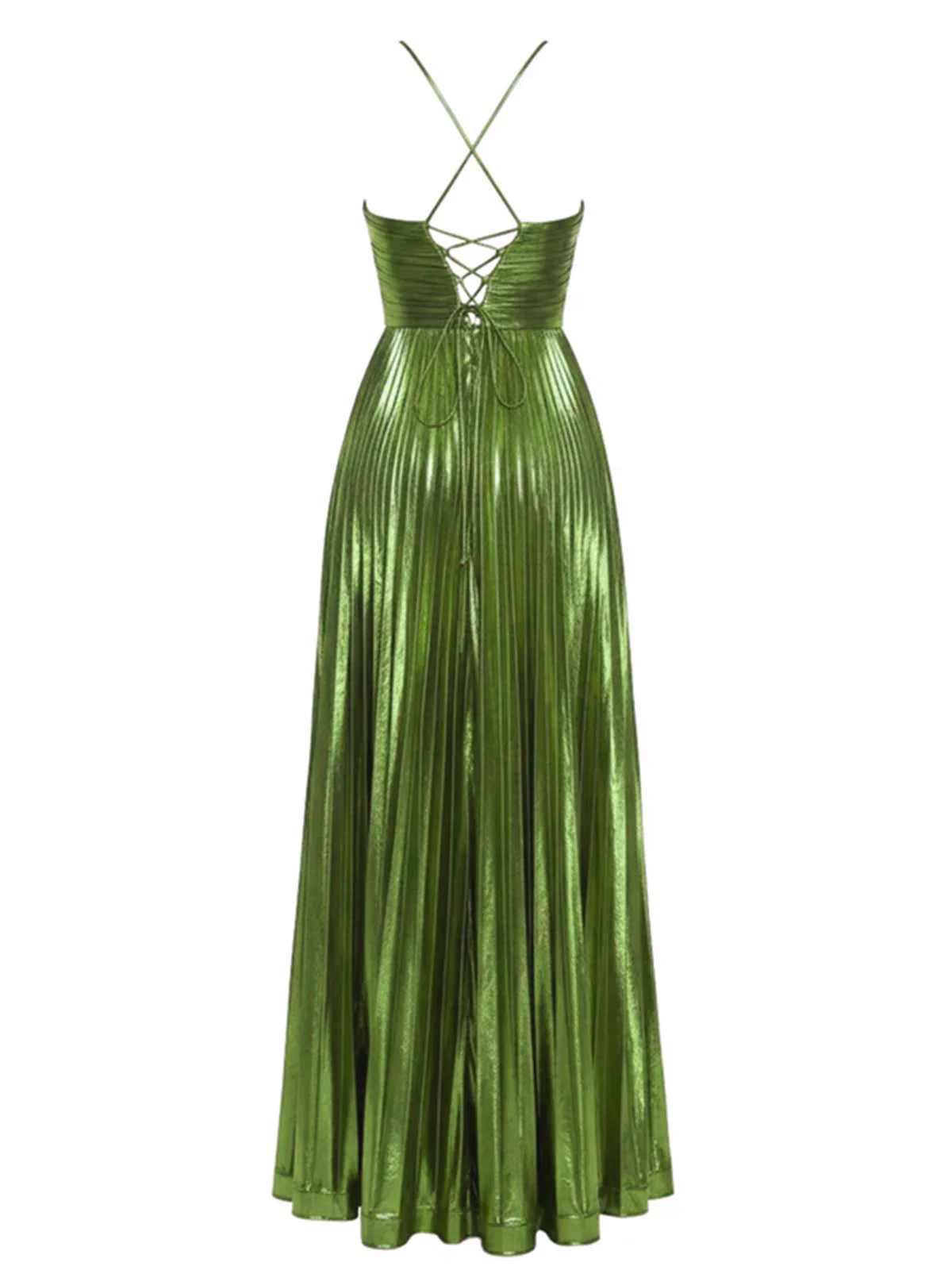 Gold 1930s Metallic Cross Halter Pleated Dress - Image 6