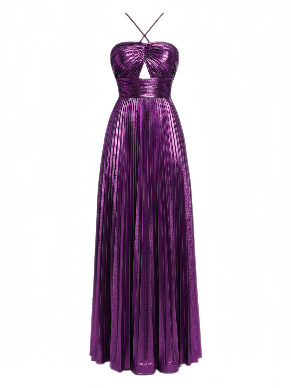 Gold 1930s Metallic Cross Halter Pleated Dress - Image 7
