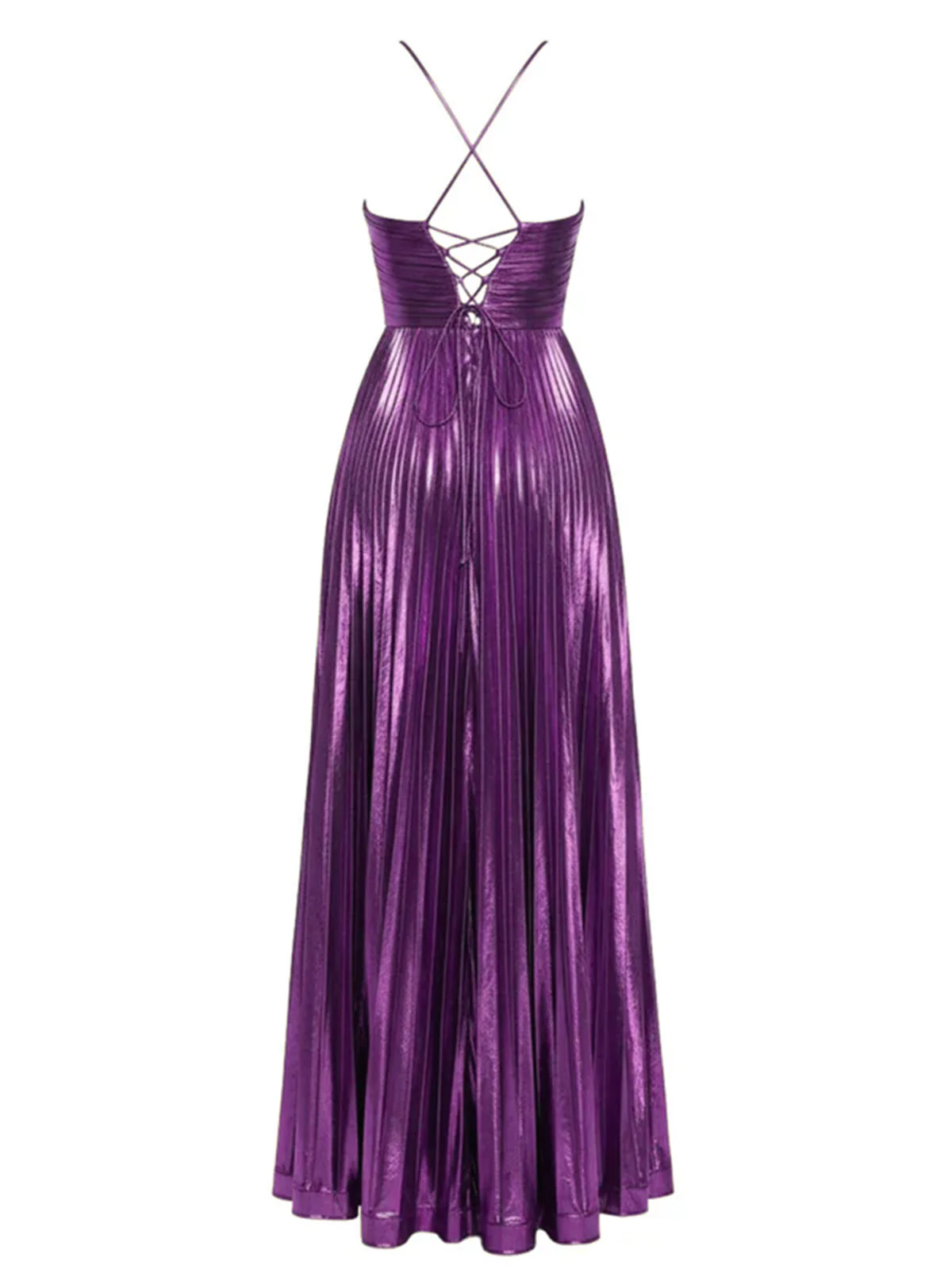 Gold 1930s Metallic Cross Halter Pleated Dress - Image 8