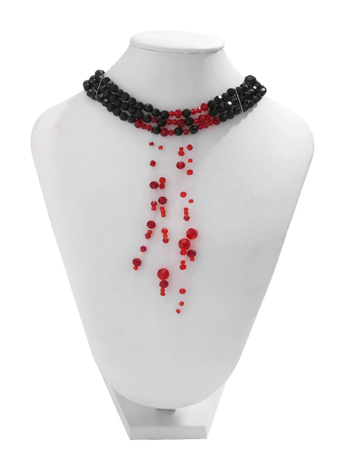 Gothic Multi-Layered Beaded Blooddrop Pendant Necklace - Image 4